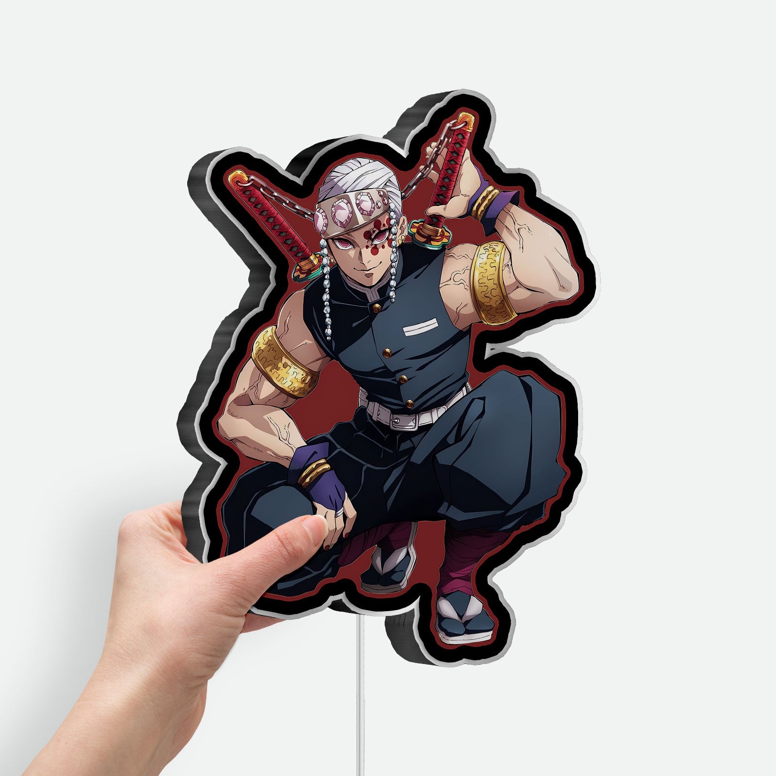 Tengen Uzui 3D Light Box - Demon Slayer Hashira LED Night Light, Anime Character Decor for Fans, KNY Inspired Japanese Art Display