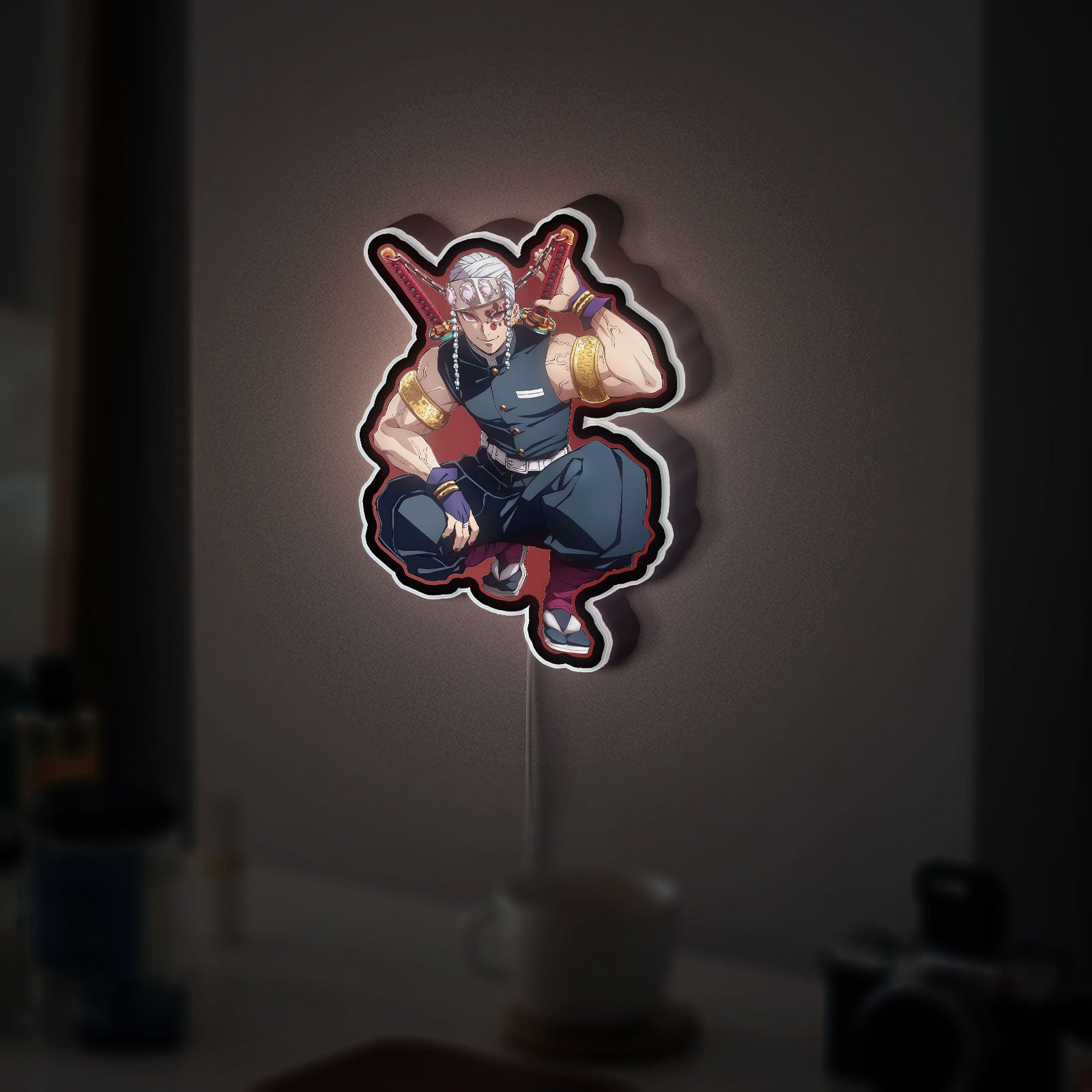 Tengen Uzui 3D Light Box - Demon Slayer Hashira LED Night Light, Anime Character Decor for Fans, KNY Inspired Japanese Art Display
