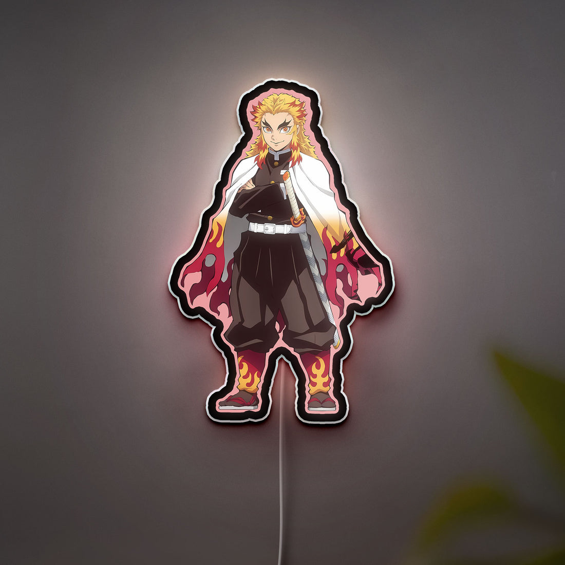 Demon Slayer 3D Light Box - Rengoku Flame Pillar LED Night Light, Anime Character Decor for Kimetsu No Yaiba Fans 