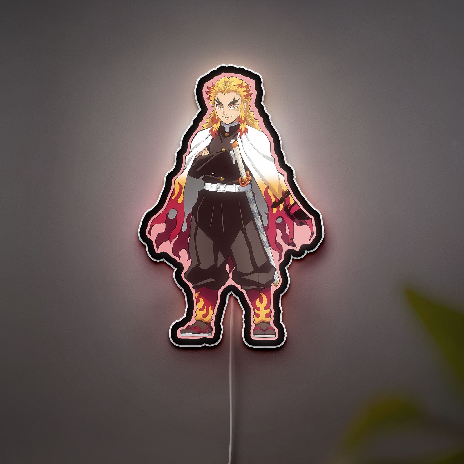 Demon Slayer 3D Light Box - Rengoku Flame Pillar LED Night Light, Anime Character Decor for Kimetsu No Yaiba Fans 
