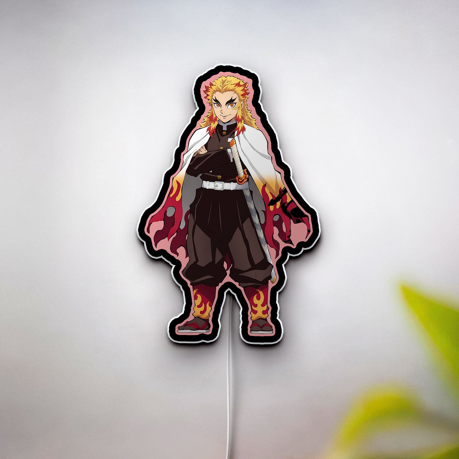Demon Slayer 3D Light Box - Rengoku Flame Pillar LED Night Light, Anime Character Decor for Kimetsu No Yaiba Fans 