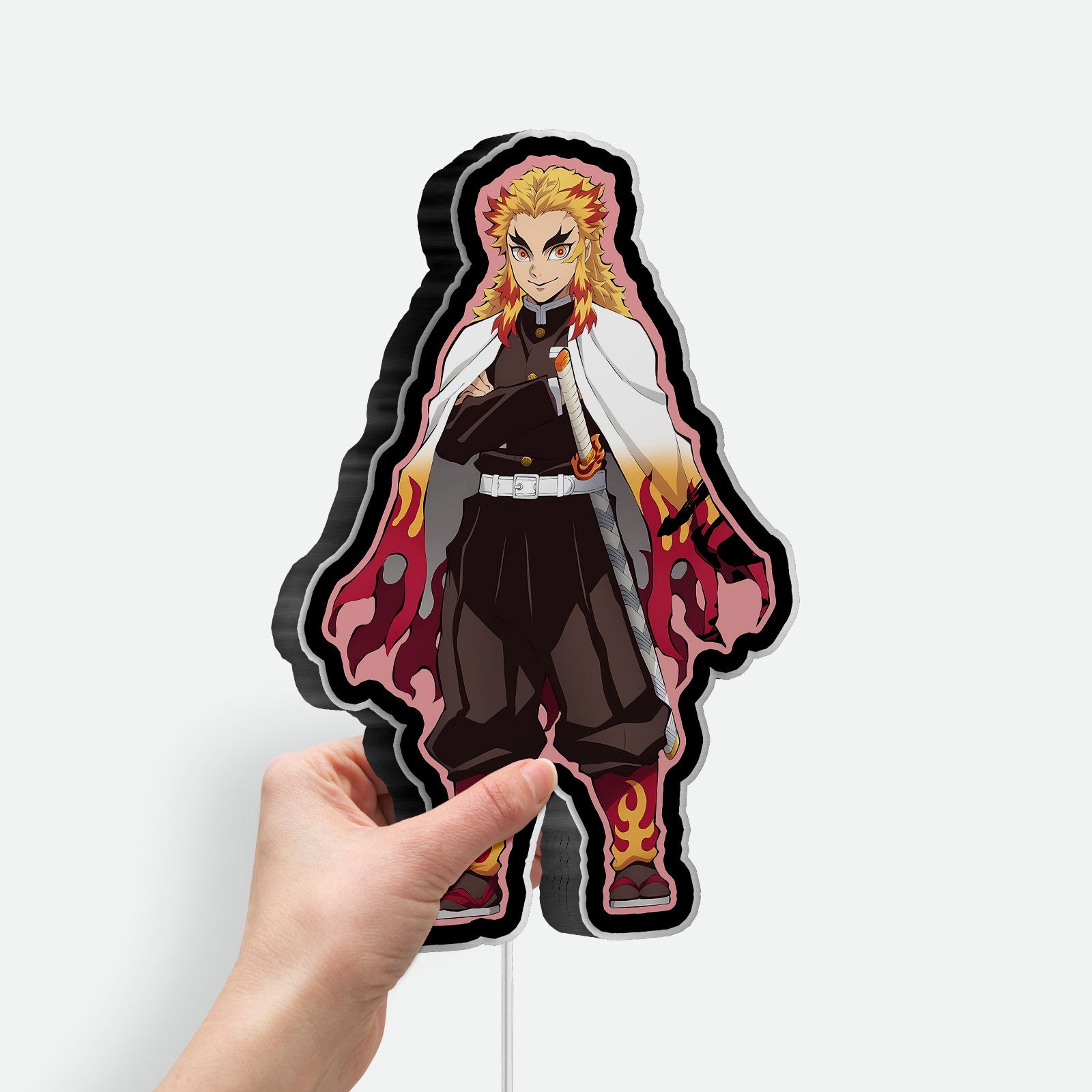 Demon Slayer 3D Light Box - Rengoku Flame Pillar LED Night Light, Anime Character Decor for Kimetsu No Yaiba Fans 