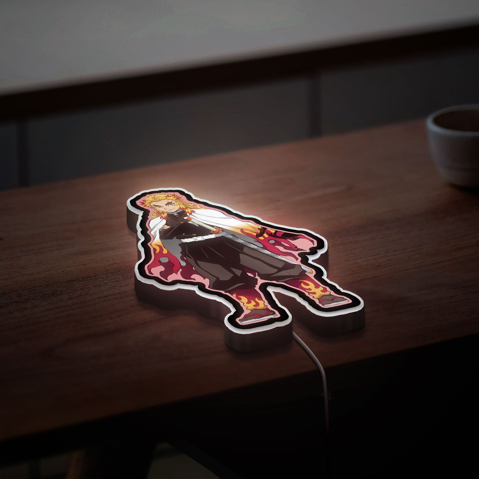 Demon Slayer 3D Light Box - Rengoku Flame Pillar LED Night Light, Anime Character Decor for Kimetsu No Yaiba Fans 