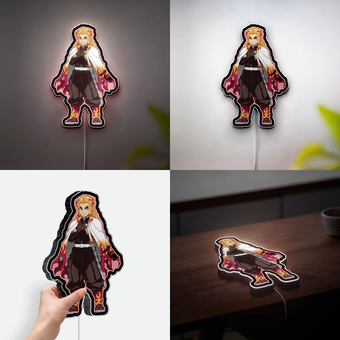 Demon Slayer 3D Light Box - Rengoku Flame Pillar LED Night Light, Anime Character Decor for Kimetsu No Yaiba Fans 