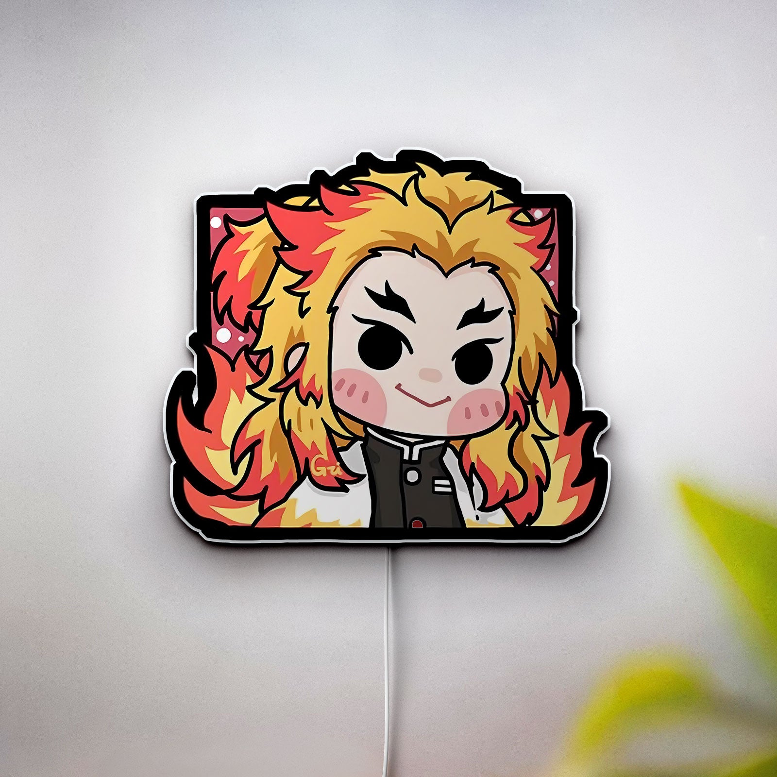 Rengoku Kyojuro 3D Light Box - Demon Slayer LED Night Light, Anime Character Glow Decor for Kimetsu no Yaiba Fans 
