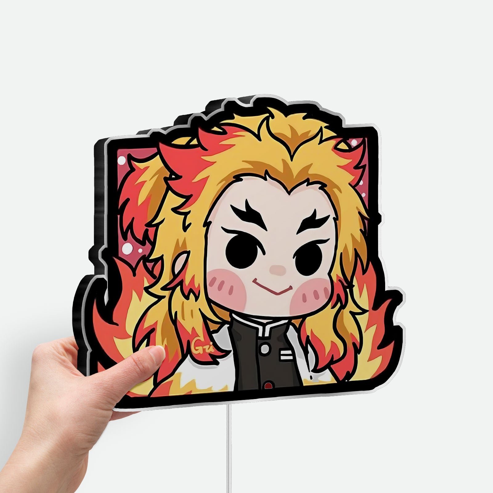 Rengoku Kyojuro 3D Light Box - Demon Slayer LED Night Light, Anime Character Glow Decor for Kimetsu no Yaiba Fans 
