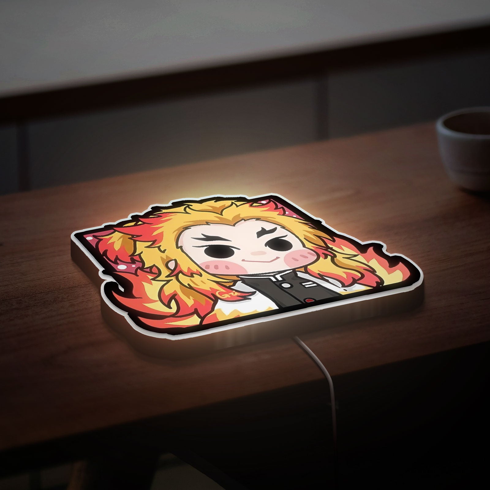 Rengoku Kyojuro 3D Light Box - Demon Slayer LED Night Light, Anime Character Glow Decor for Kimetsu no Yaiba Fans 