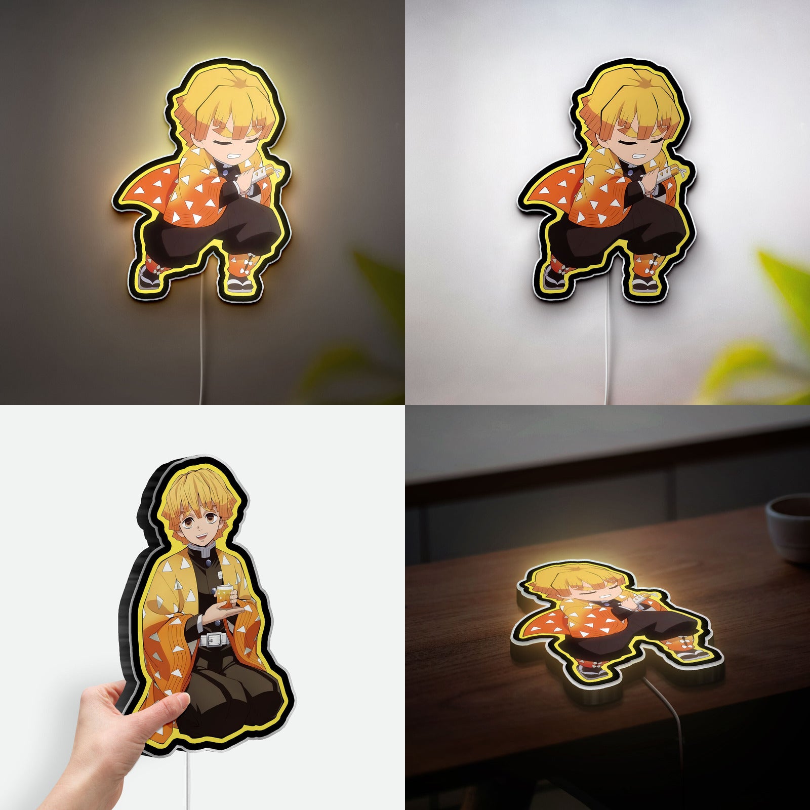 Demon Slayer Zenitsu 3D Light Box - Anime Character LED Night Light, Japanese Manga Decor for Otaku Bedroom 