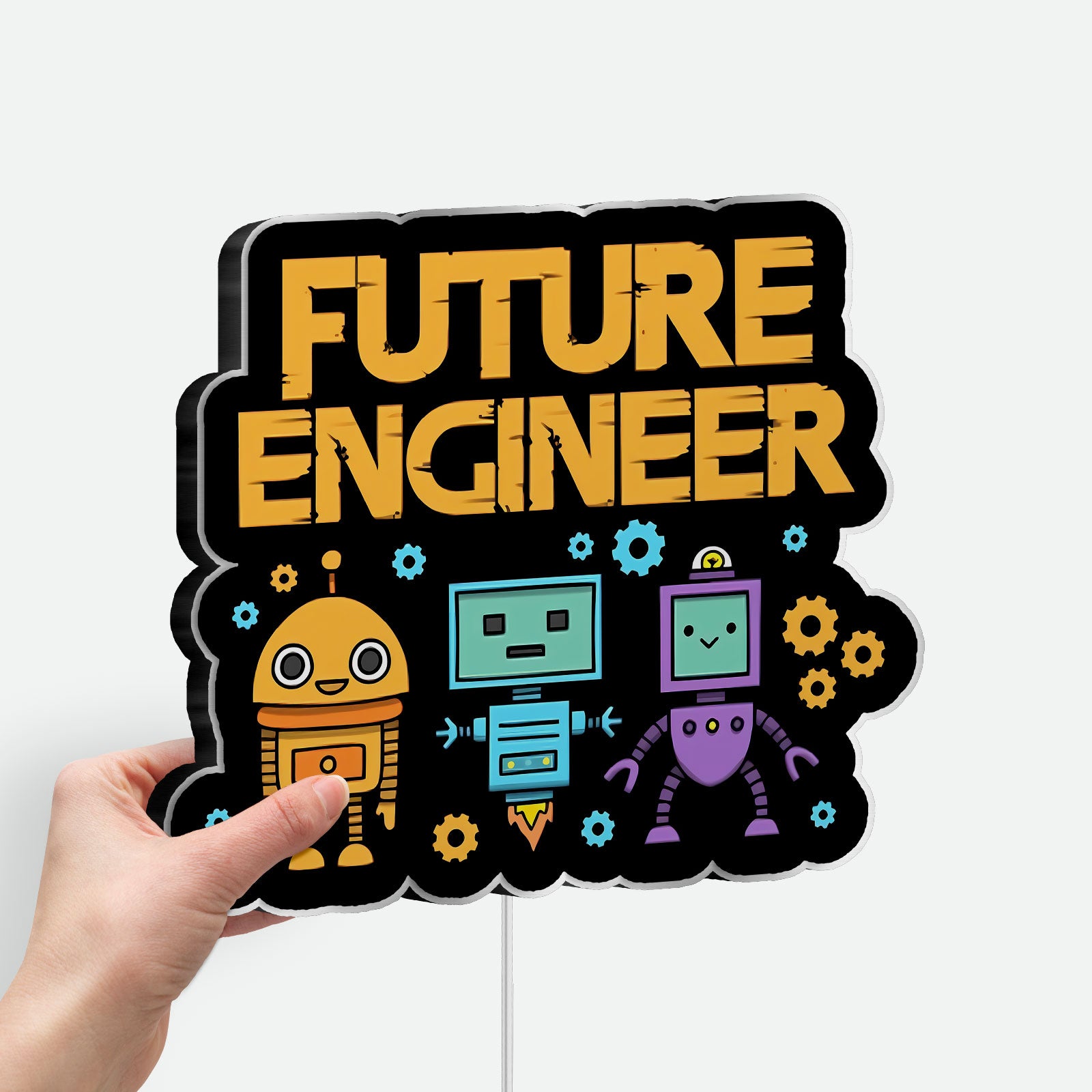 Robot Selfie 3D Light Box - Tech-Themed LED Night Light, Modern Home Decor for Gadget Lovers & Unique Gift Idea
