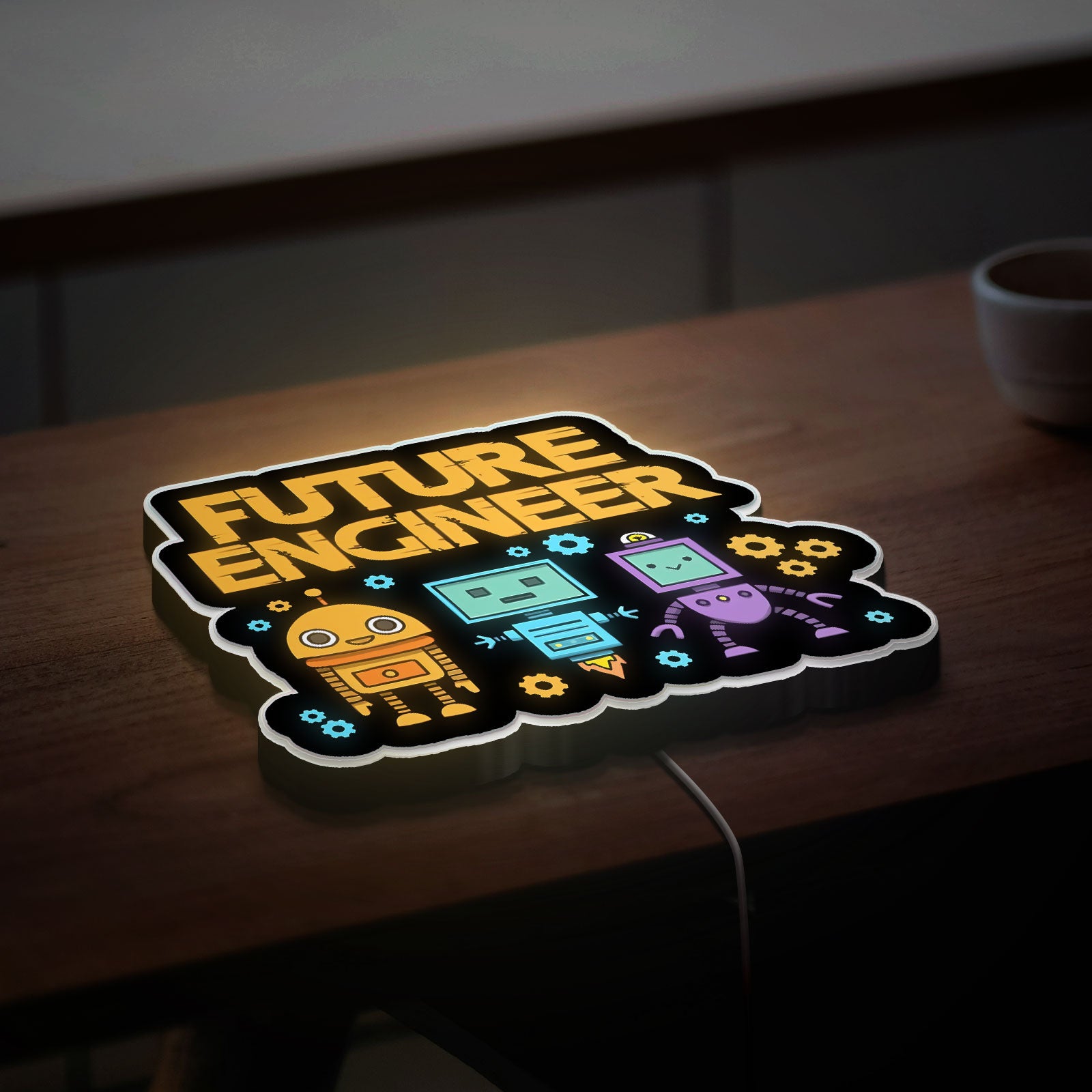 Robot Selfie 3D Light Box - Tech-Themed LED Night Light, Modern Home Decor for Gadget Lovers & Unique Gift Idea
