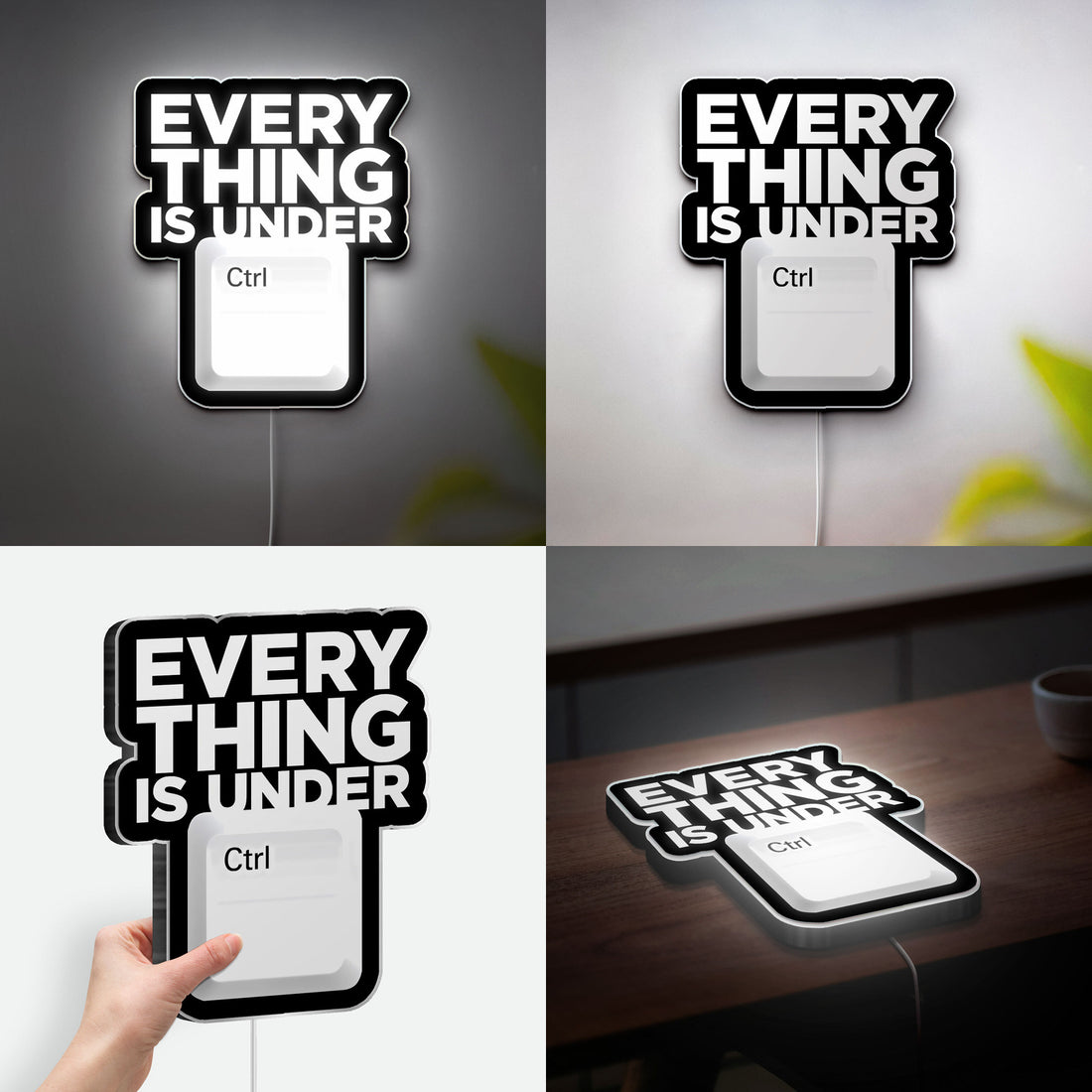 "Everything is Under Control" Funny 3D Light Box - Motivational LED Desk Lamp, Humorous Office Decor for Stress Relief 