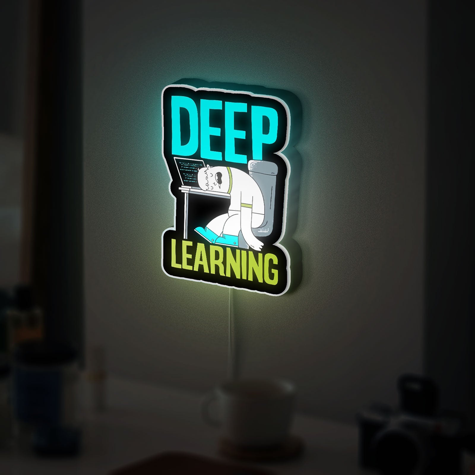 Productivity Cartoon 3D Light Box - Funny Office Decor LED Night Light, Work Motivation Gift for Professionals & Tech Enthusiasts 