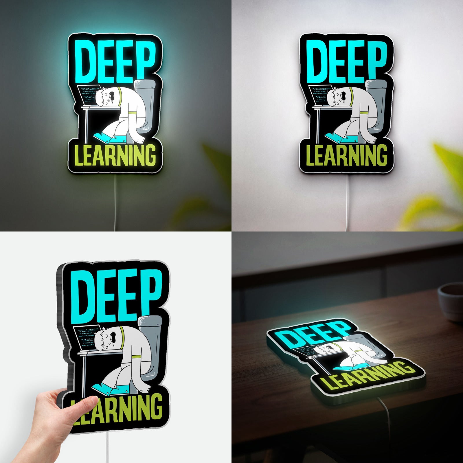 Productivity Cartoon 3D Light Box - Funny Office Decor LED Night Light, Work Motivation Gift for Professionals & Tech Enthusiasts 