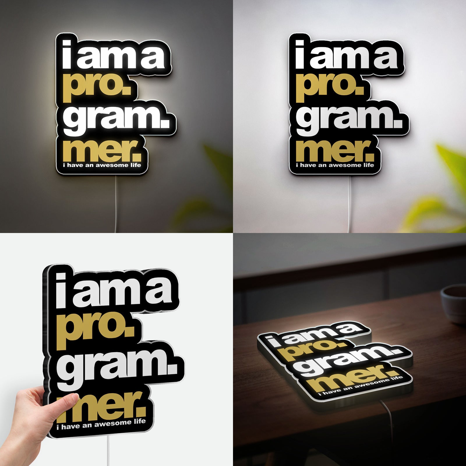 Programmer 3D Light Box - Coding & Tech Themed LED Night Light, Geek Wall Decor for Developers & Gamers
