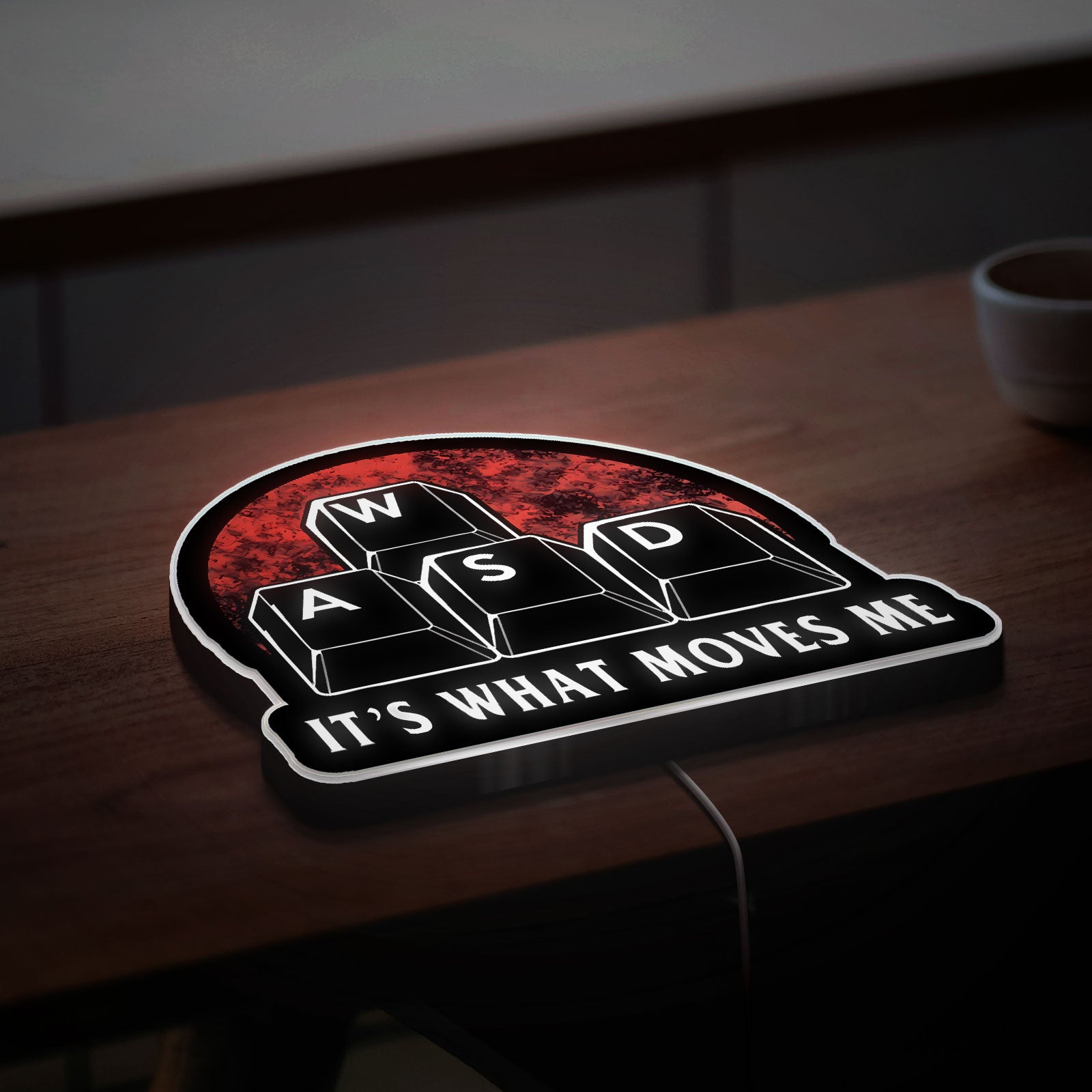 WASD Keyboard 3D Light Box - Gamer LED Night Light, Funny PC Gamer Decor, Unique Gift for Computer Nerds & Streamers

