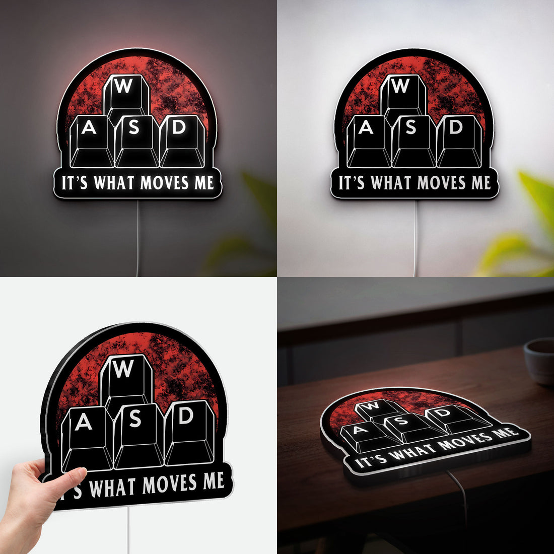 WASD Keyboard 3D Light Box - Gamer LED Night Light, Funny PC Gamer Decor, Unique Gift for Computer Nerds & Streamers
