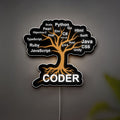 Programmer Tree 3D Light Box - Coding Themed LED Night Light, Tech Decor for Developers & Computer Science Students
