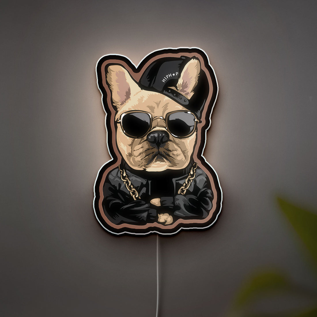 Thug Life Dog 3D Light Box - Cool Street Style LED Night Light, Urban Meme Decor for Dog Lovers & Hip Hop Fans
