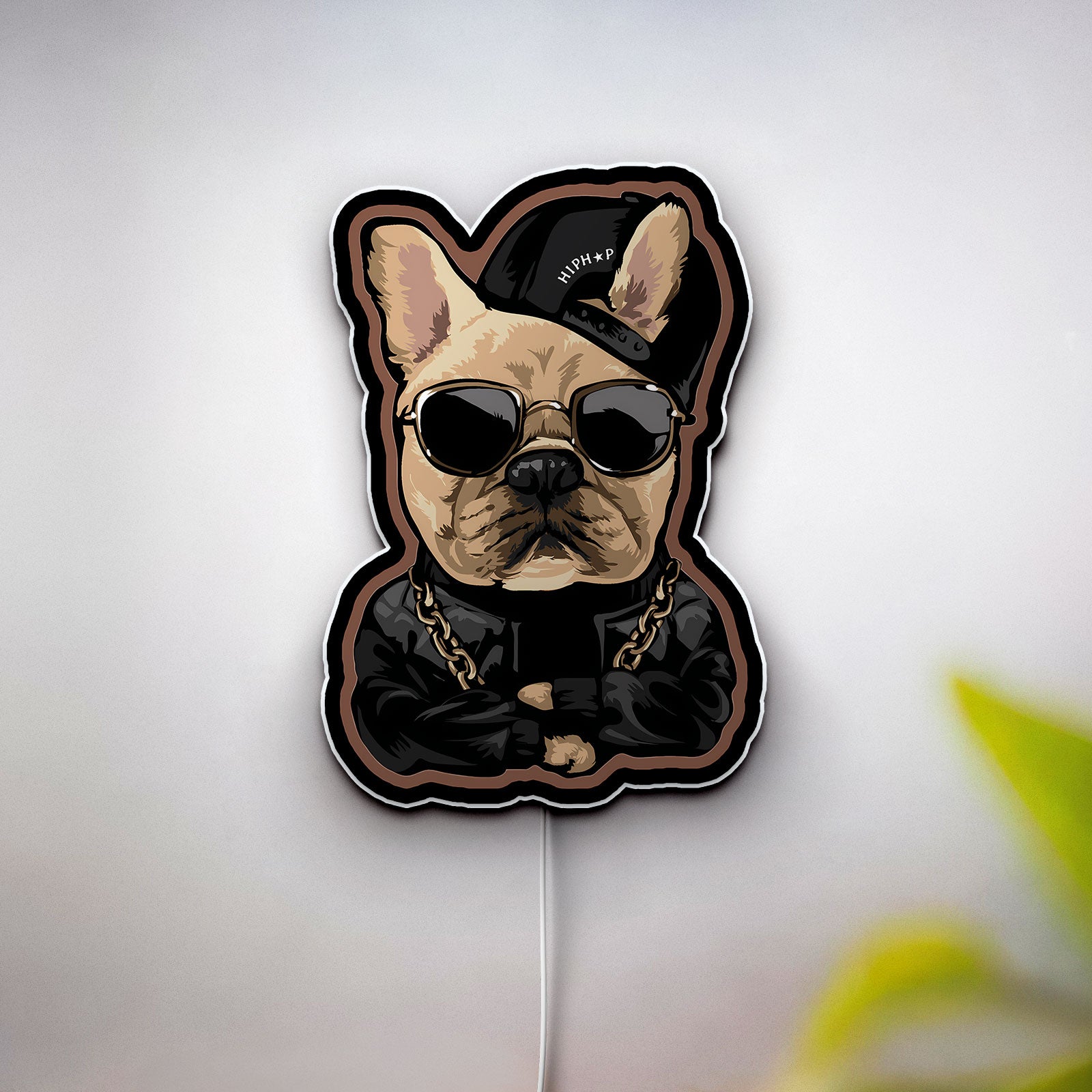 Thug Life Dog 3D Light Box - Cool Street Style LED Night Light, Urban Meme Decor for Dog Lovers & Hip Hop Fans

