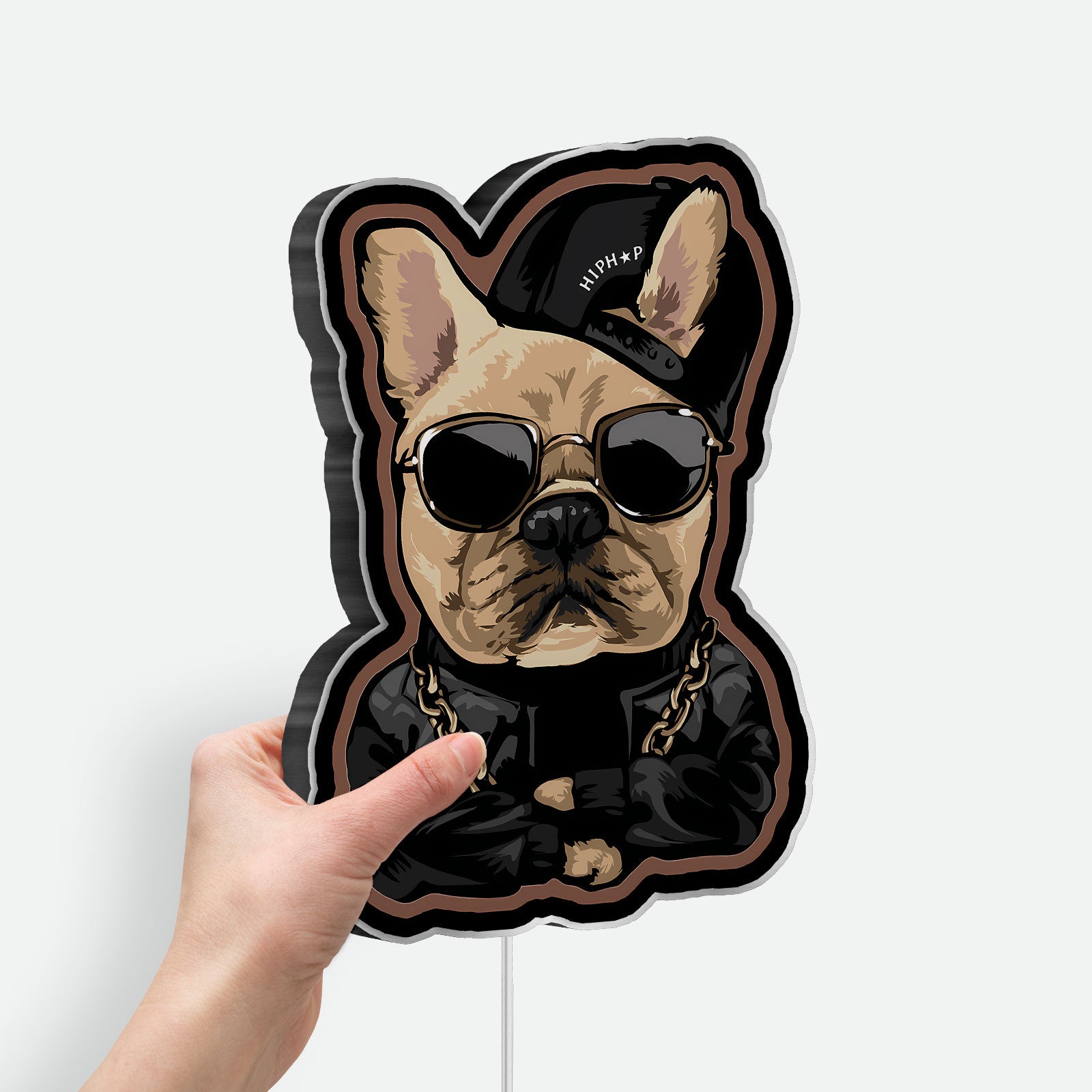 Thug Life Dog 3D Light Box - Cool Street Style LED Night Light, Urban Meme Decor for Dog Lovers & Hip Hop Fans
