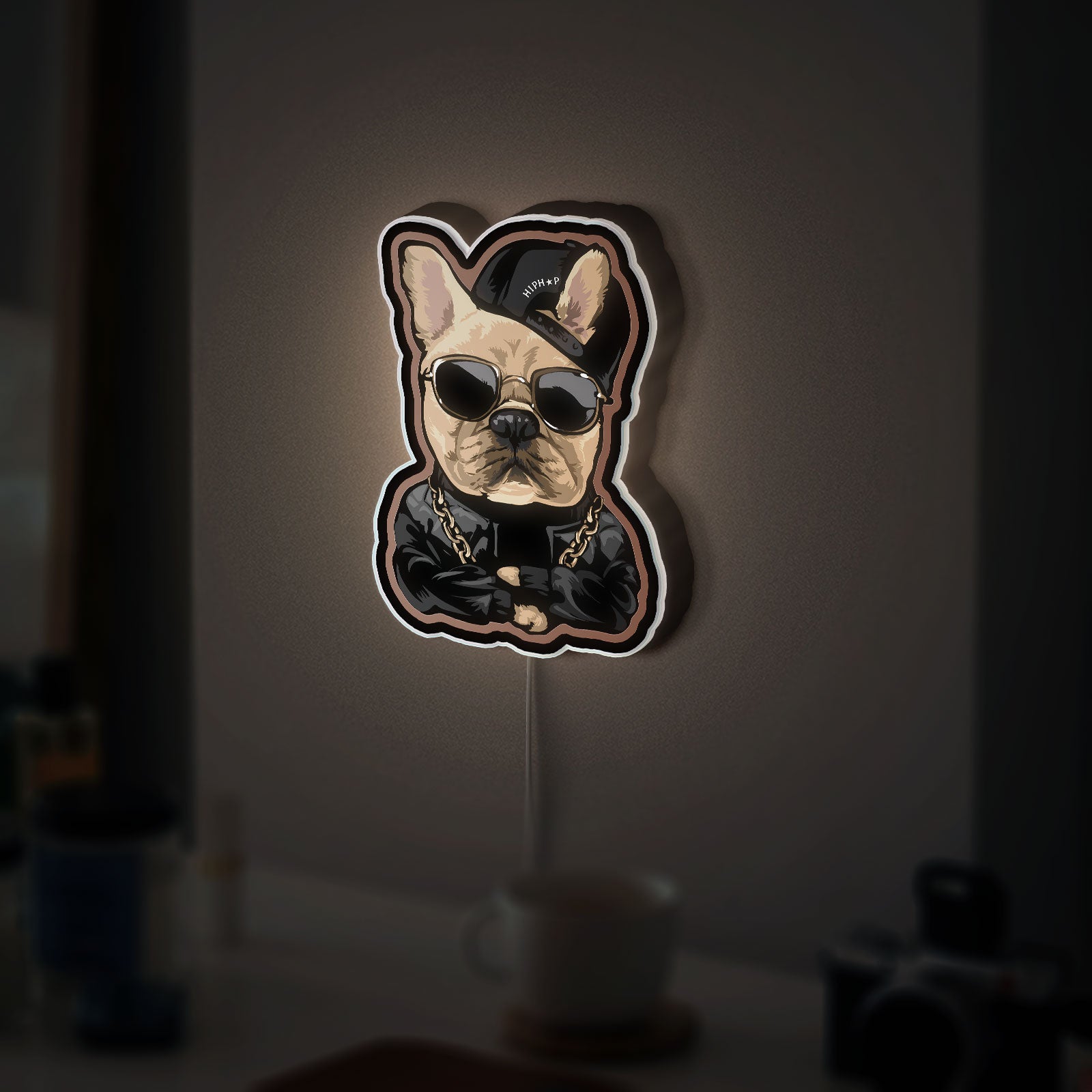 Thug Life Dog 3D Light Box - Cool Street Style LED Night Light, Urban Meme Decor for Dog Lovers & Hip Hop Fans
