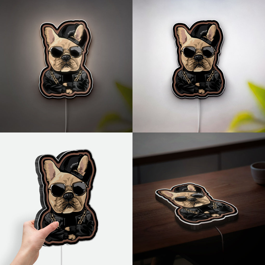 Thug Life Dog 3D Light Box - Cool Street Style LED Night Light, Urban Meme Decor for Dog Lovers & Hip Hop Fans
