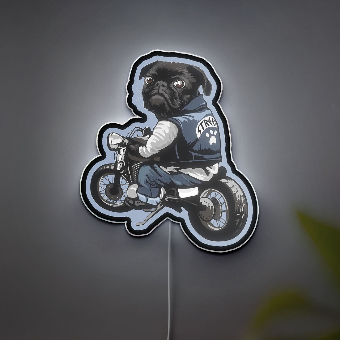 Pug Life 3D Light Box - Funny Dog Lover LED Night Light, Motorcycle Riding Decor for Pet & Bike Enthusiasts
