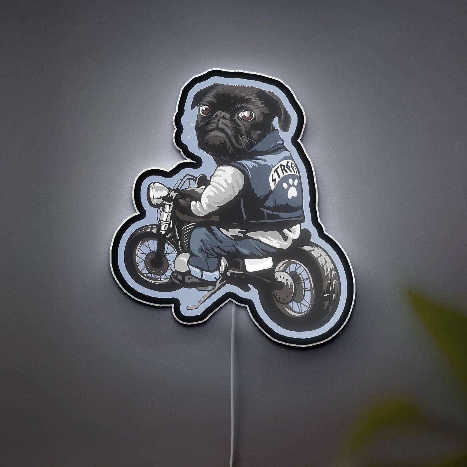 Pug Life 3D Light Box - Funny Dog Lover LED Night Light, Motorcycle Riding Decor for Pet & Bike Enthusiasts
