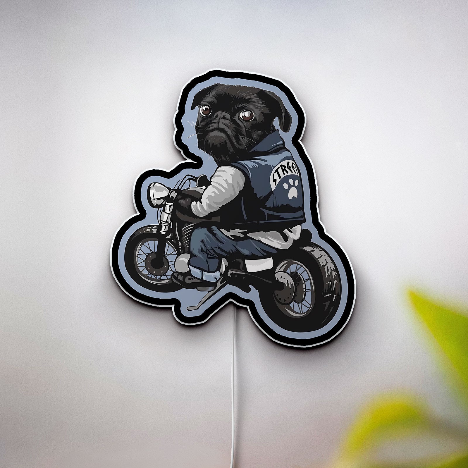 Pug Life 3D Light Box - Funny Dog Lover LED Night Light, Motorcycle Riding Decor for Pet & Bike Enthusiasts
