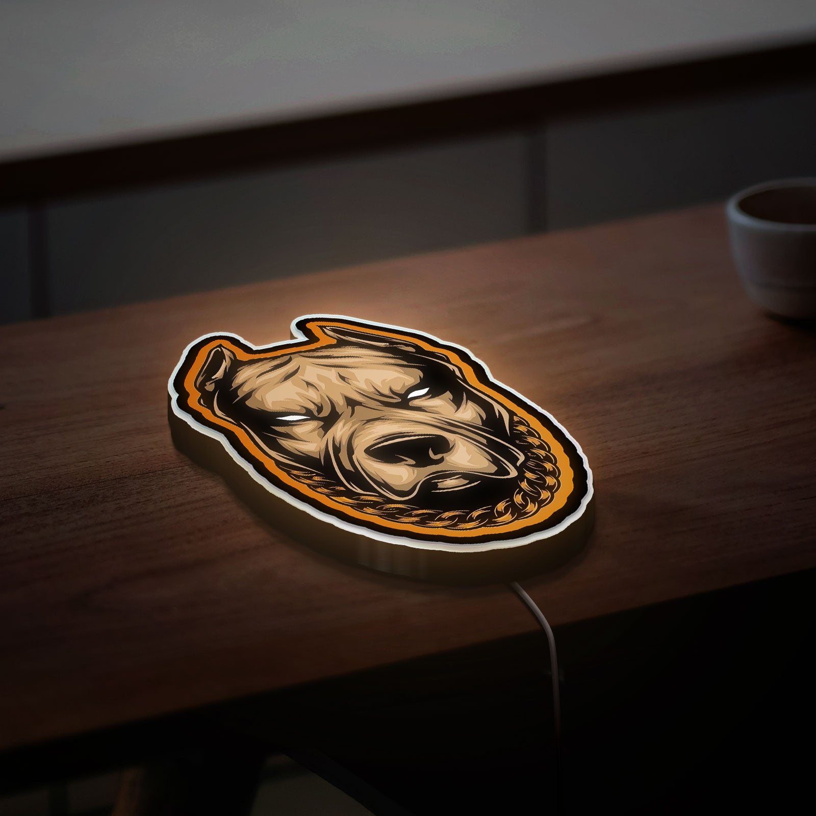 Pitbull Dog Head 3D Light Box - Fierce Canine LED Night Light, Animal Lover Gift, Unique Home Decor for Dog Enthusiasts
