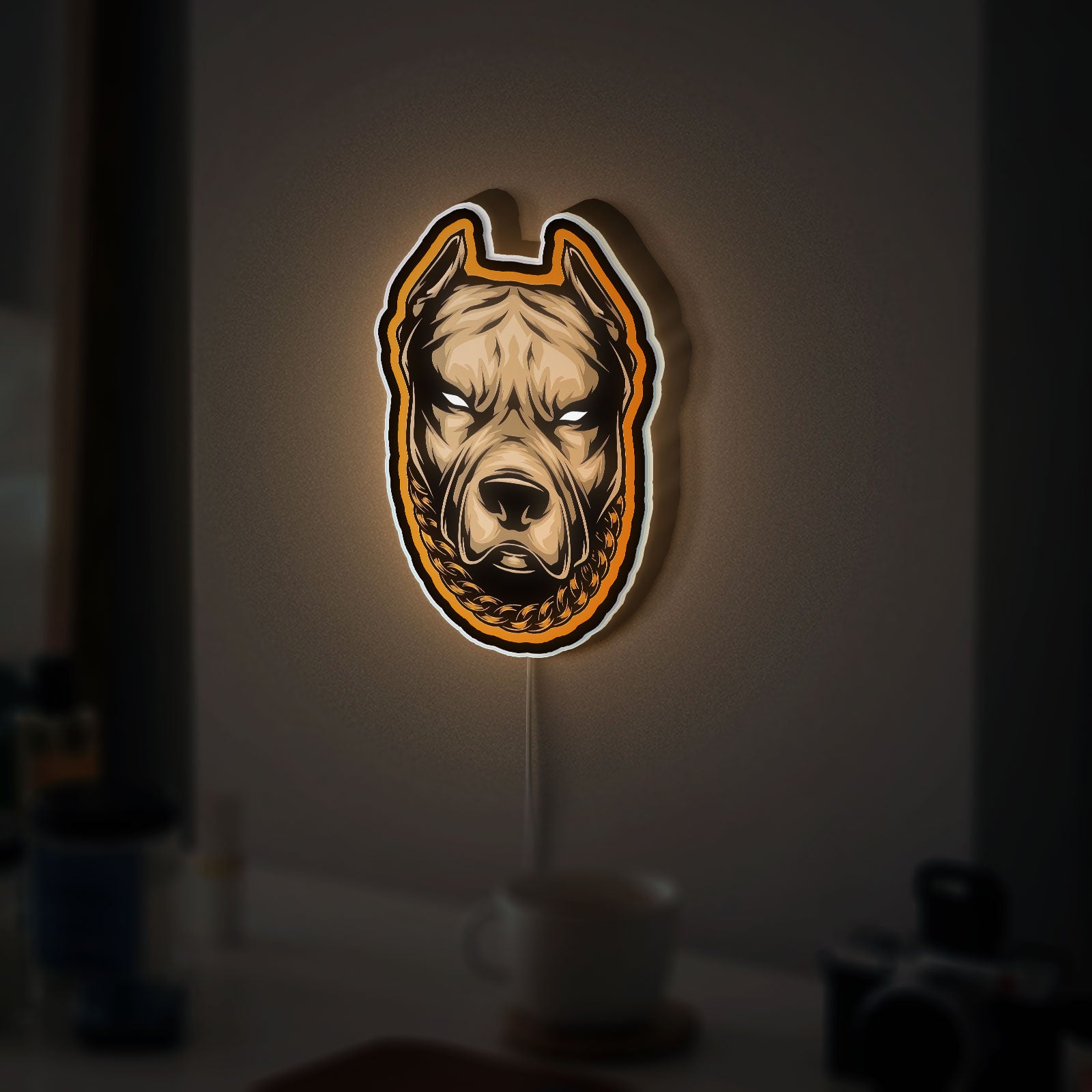 Pitbull Dog Head 3D Light Box - Fierce Canine LED Night Light, Animal Lover Gift, Unique Home Decor for Dog Enthusiasts
