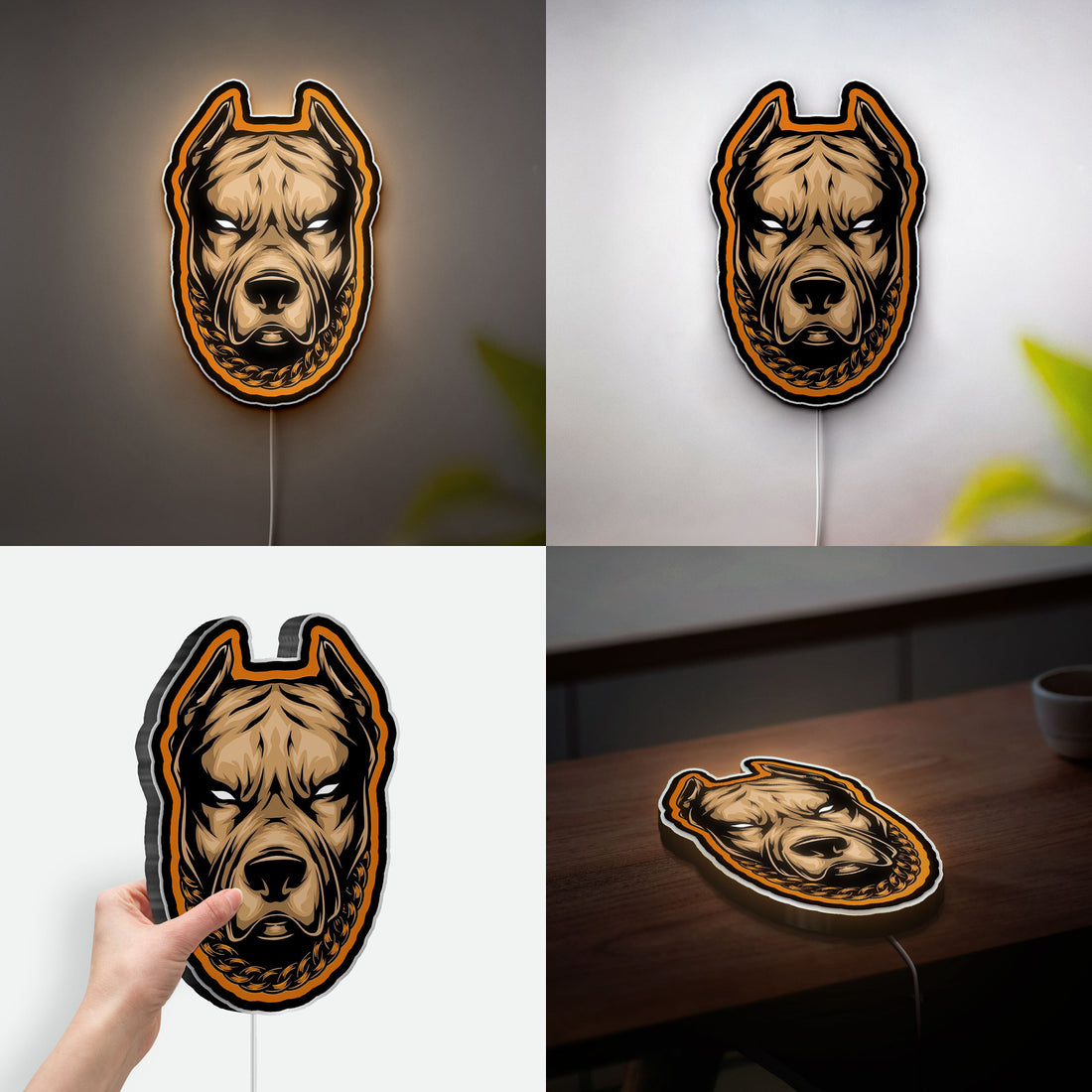 Pitbull Dog Head 3D Light Box - Fierce Canine LED Night Light, Animal Lover Gift, Unique Home Decor for Dog Enthusiasts
