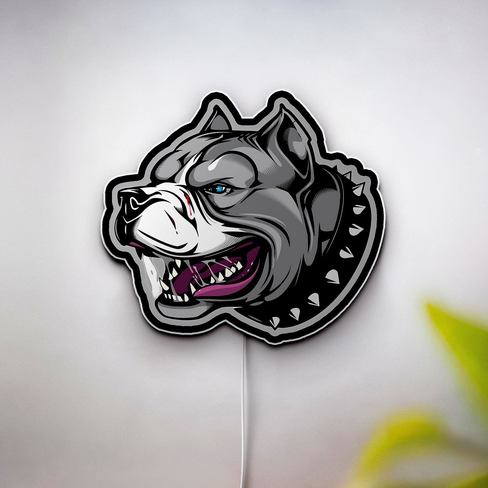 Gangster Dog Cartoon 3D Light Box - Cool Pitbull LED Night Light, Unique Home Decor for Dog Enthusiasts
