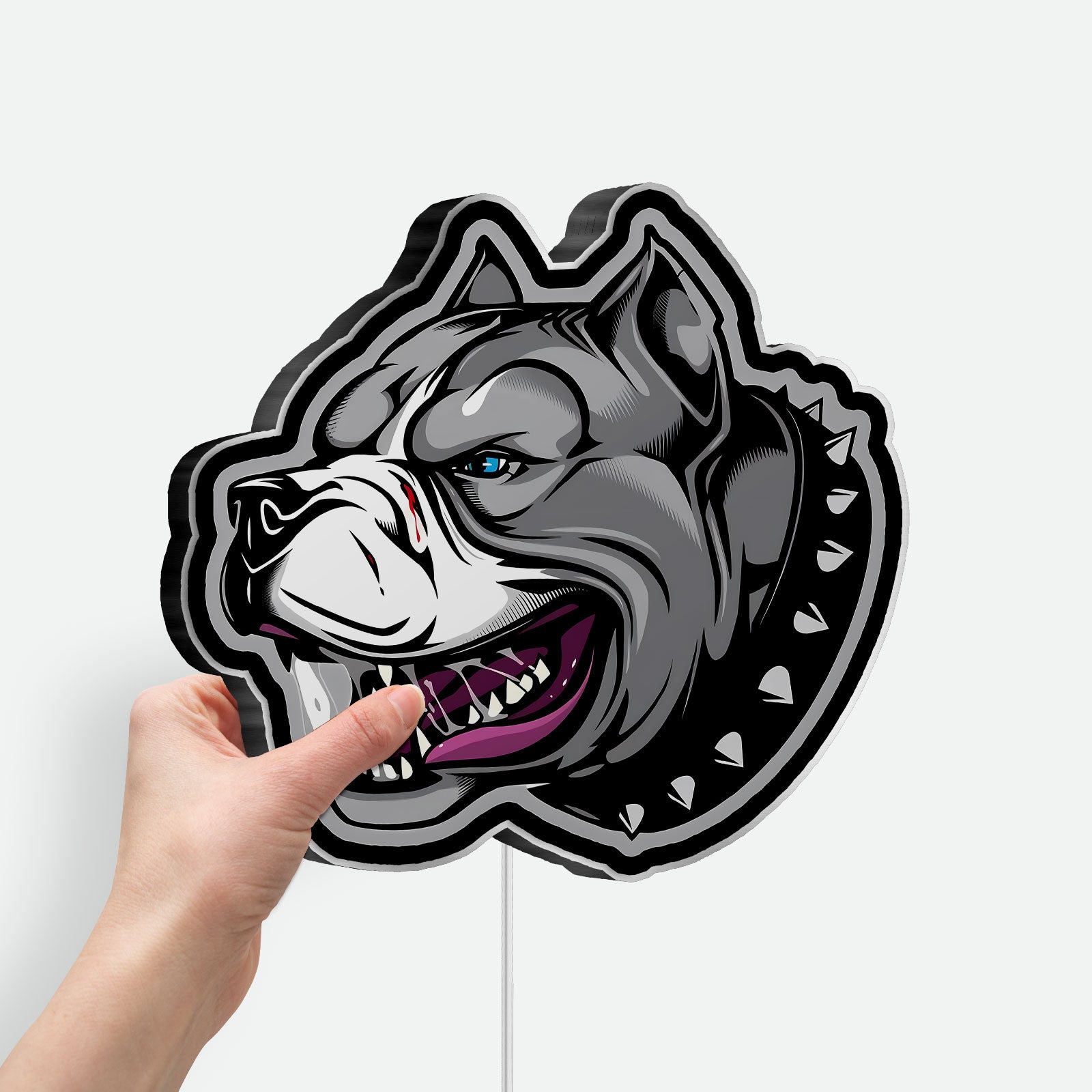 Gangster Dog Cartoon 3D Light Box - Cool Pitbull LED Night Light, Unique Home Decor for Dog Enthusiasts

