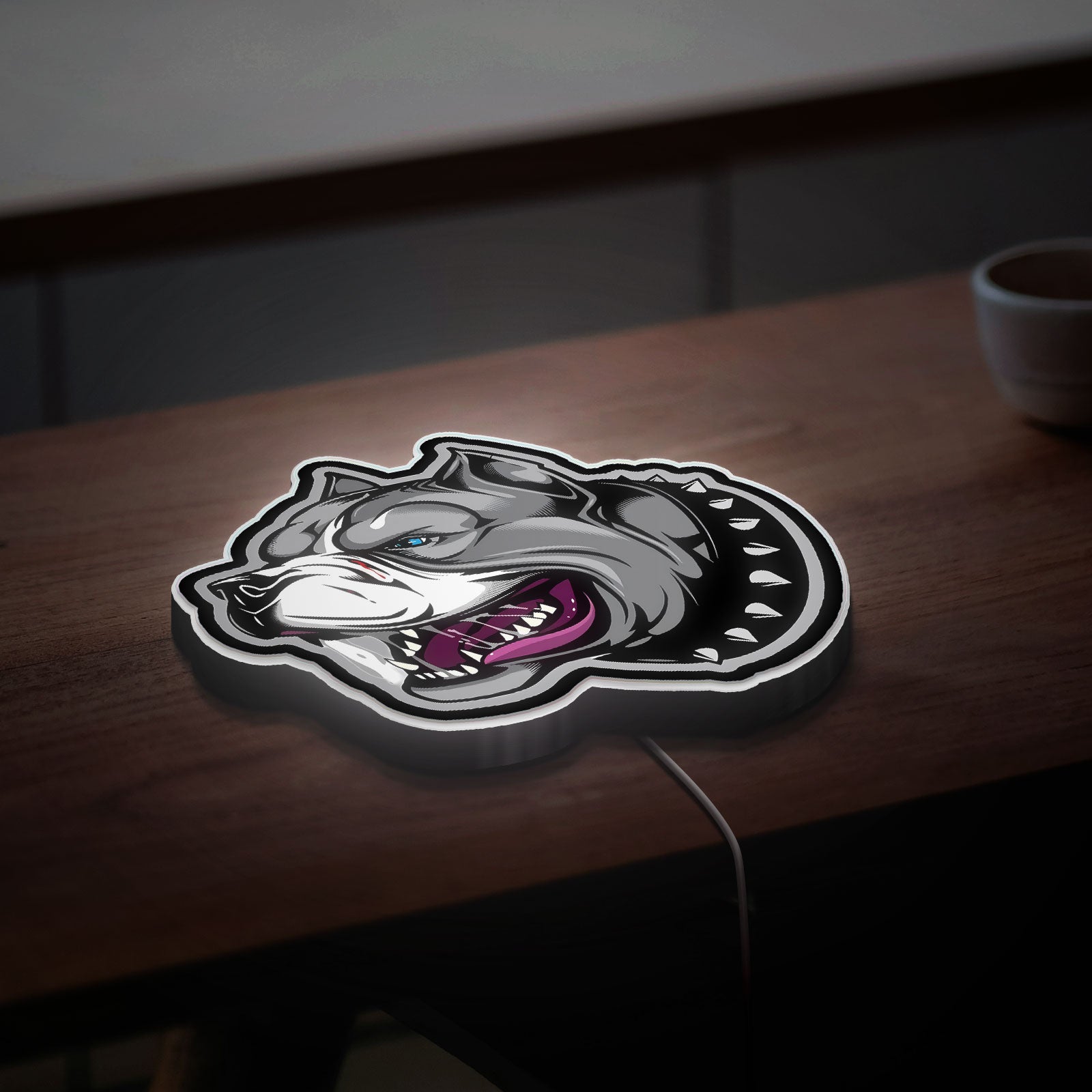 Gangster Dog Cartoon 3D Light Box - Cool Pitbull LED Night Light, Unique Home Decor for Dog Enthusiasts
