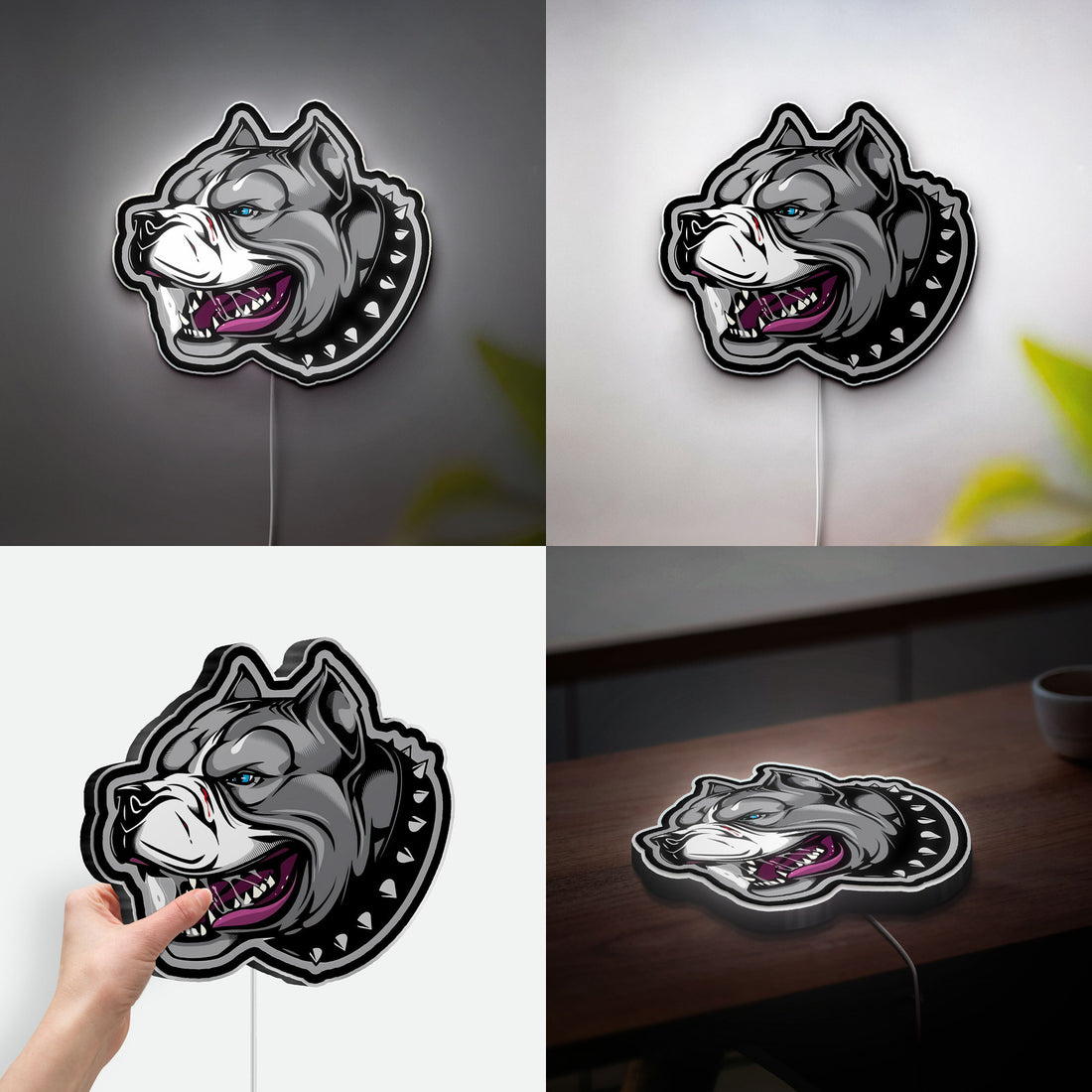 Gangster Dog Cartoon 3D Light Box - Cool Pitbull LED Night Light, Unique Home Decor for Dog Enthusiasts
