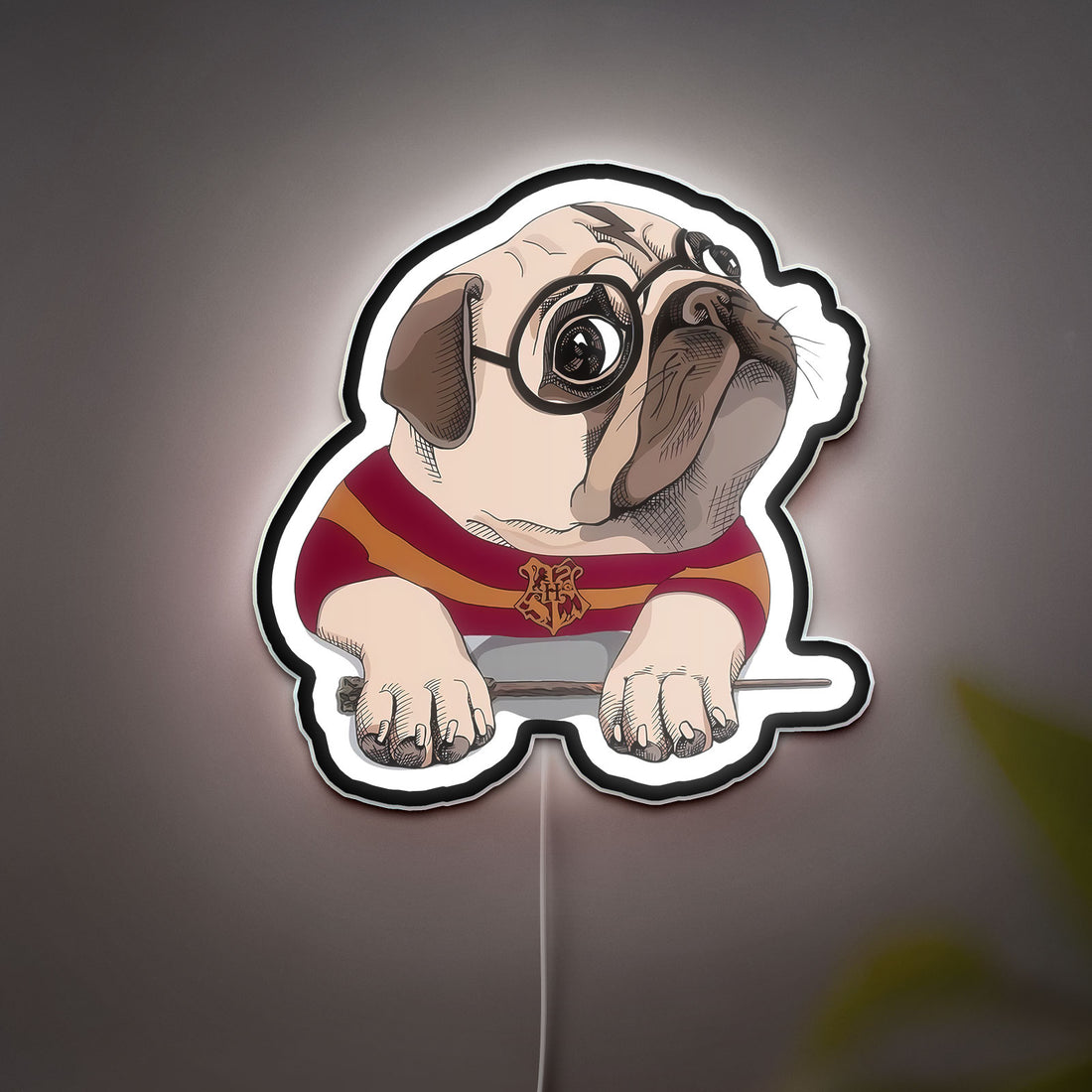 Pug Harry Potter 3D Light Box - Funny Wizard Pug LED Night Light, Magical Dog Decor for Harry Potter Fans & Pug Lovers
