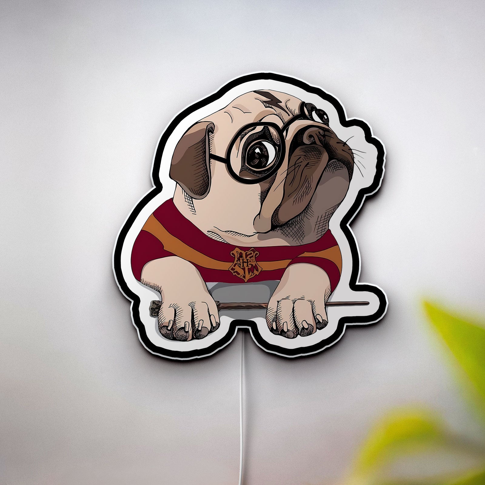 Pug Harry Potter 3D Light Box - Funny Wizard Pug LED Night Light, Magical Dog Decor for Harry Potter Fans & Pug Lovers
