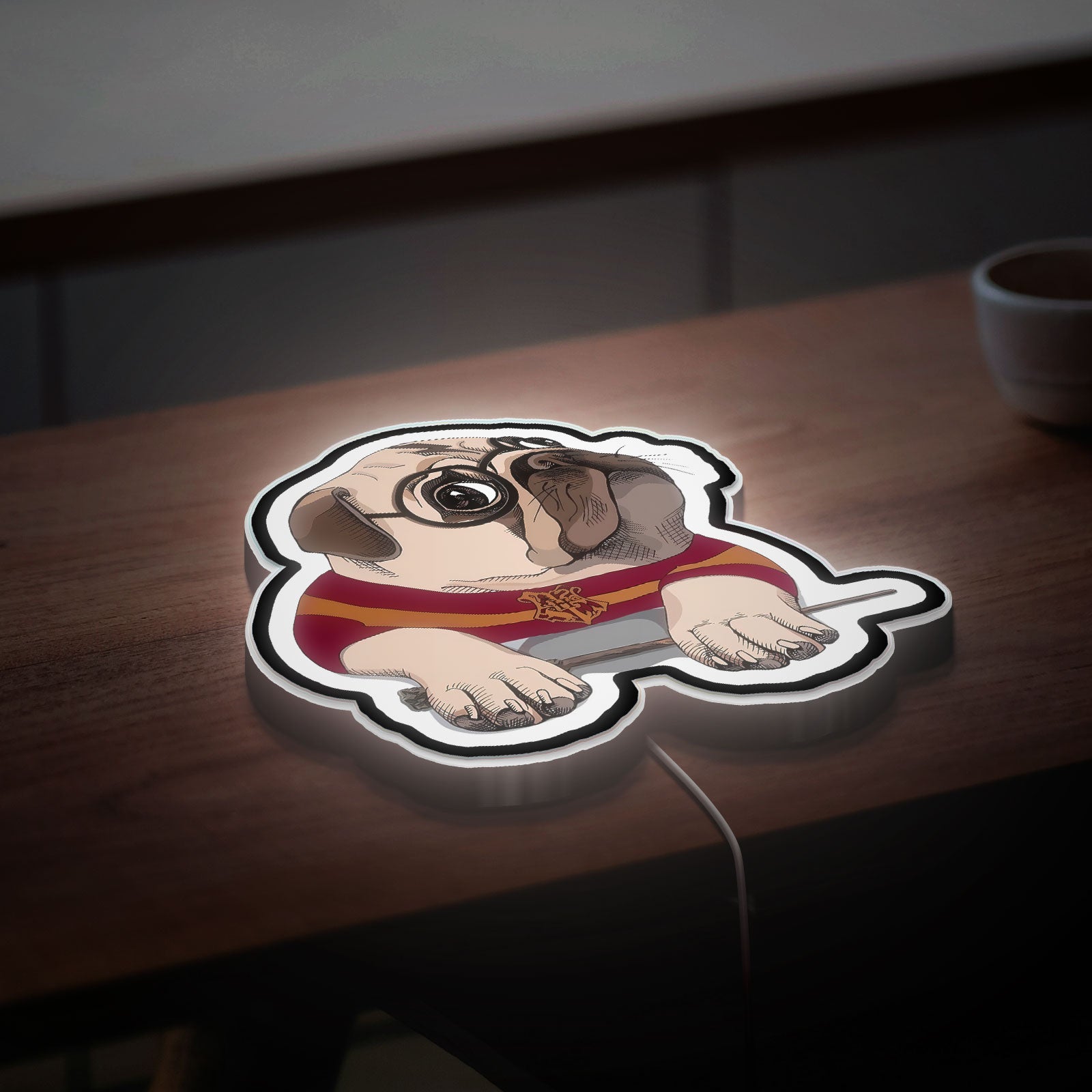 Pug Harry Potter 3D Light Box - Funny Wizard Pug LED Night Light, Magical Dog Decor for Harry Potter Fans & Pug Lovers
