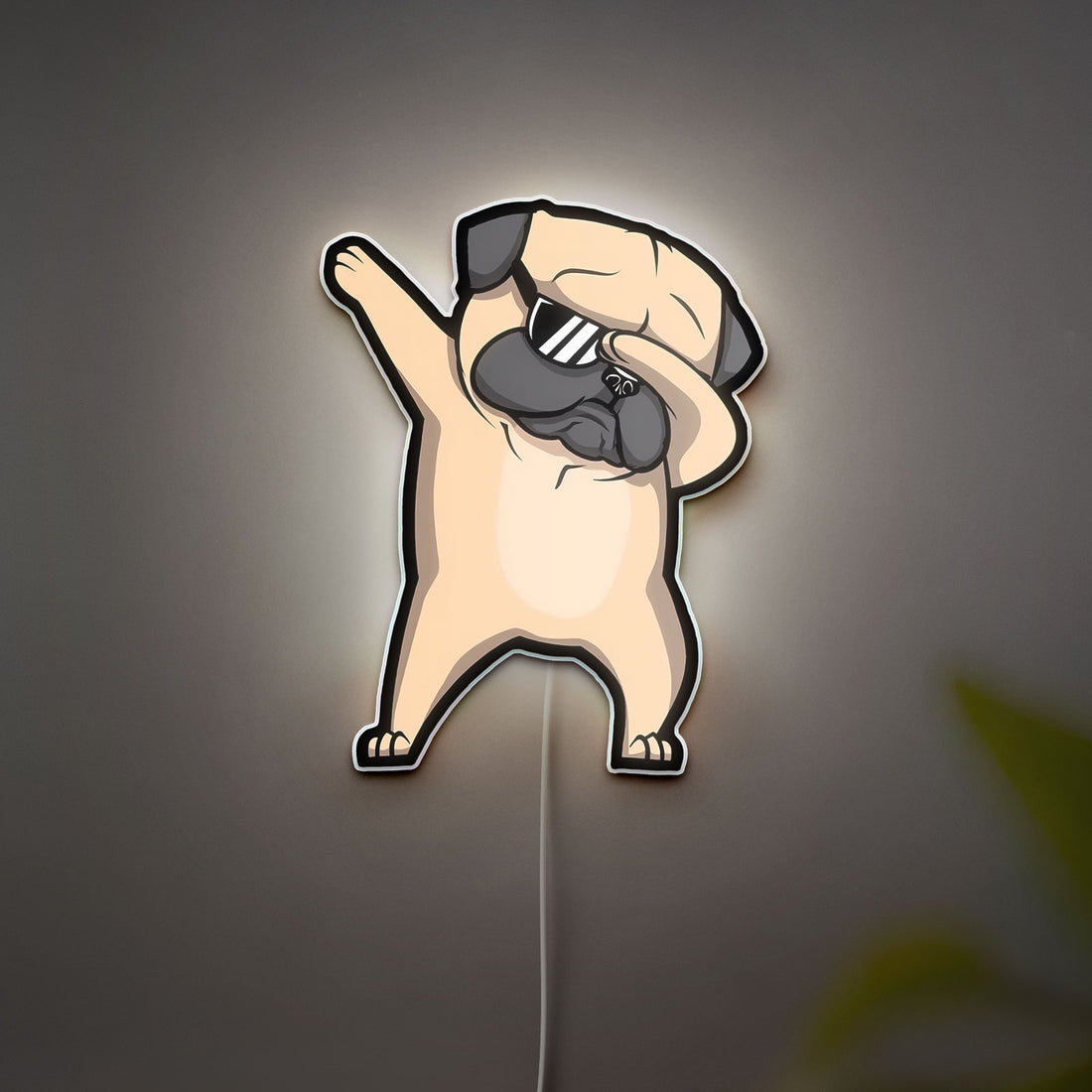 Dabbing Pug 3D Light Box - Funny Dog LED Night Light, Cute Animal Decor for Pet Lovers & Trendy Room Accessory 