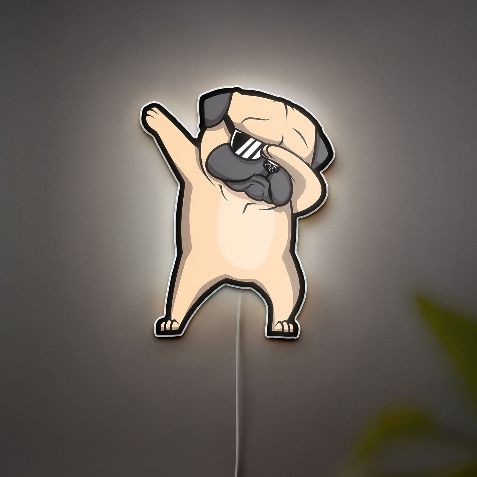 Dabbing Pug 3D Light Box - Funny Dog LED Night Light, Cute Animal Decor for Pet Lovers & Trendy Room Accessory 