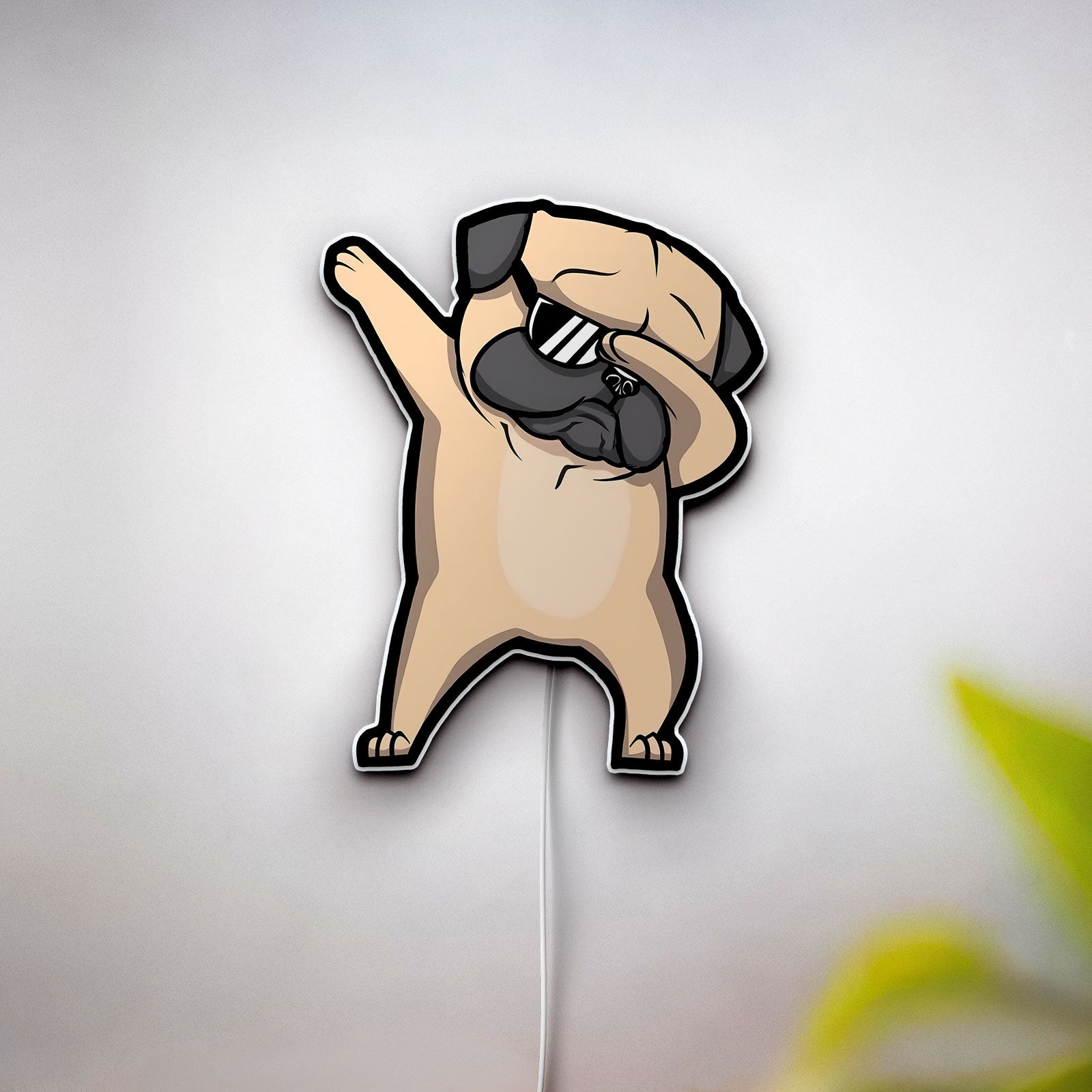 Dabbing Pug 3D Light Box - Funny Dog LED Night Light, Cute Animal Decor for Pet Lovers & Trendy Room Accessory 