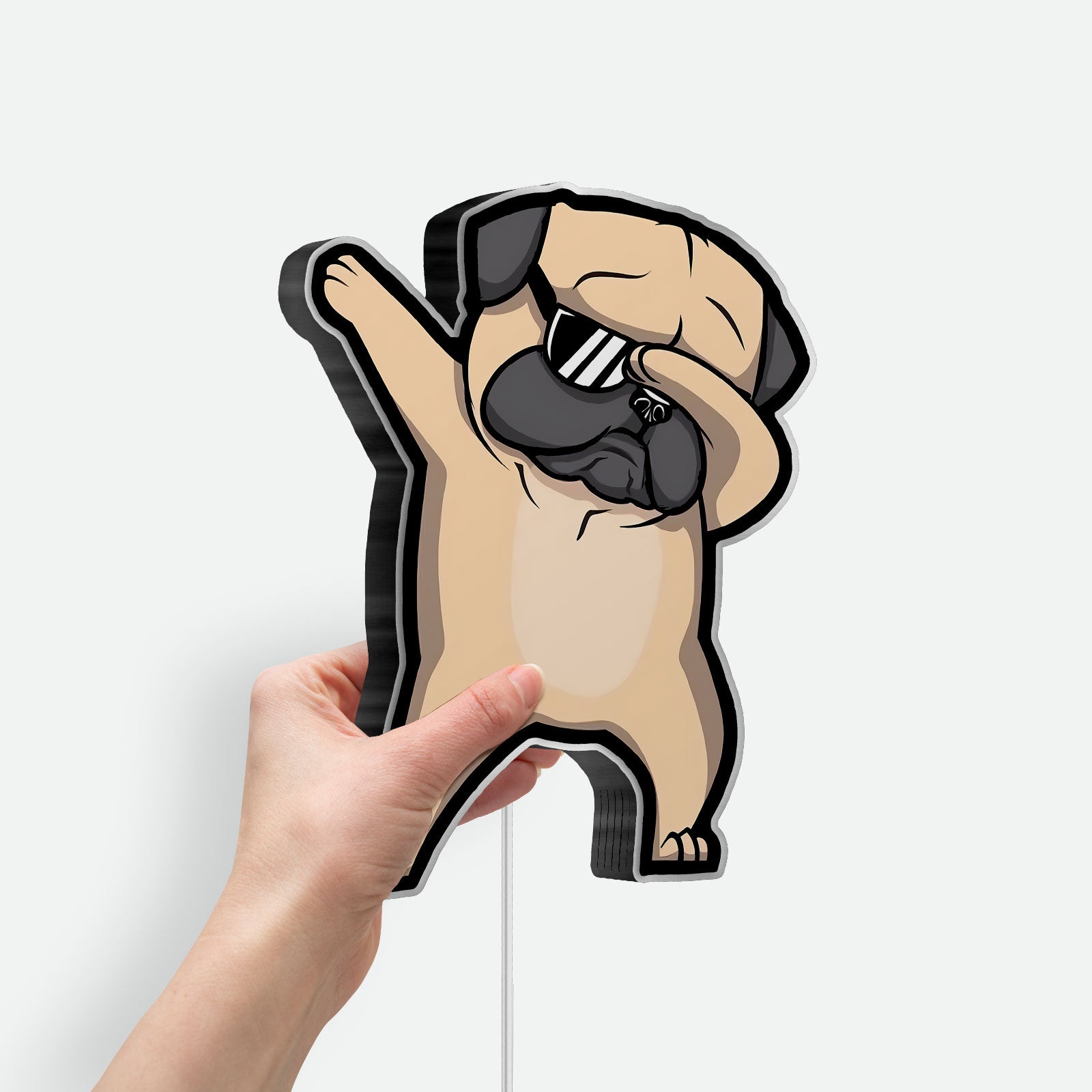 Dabbing Pug 3D Light Box - Funny Dog LED Night Light, Cute Animal Decor for Pet Lovers & Trendy Room Accessory 