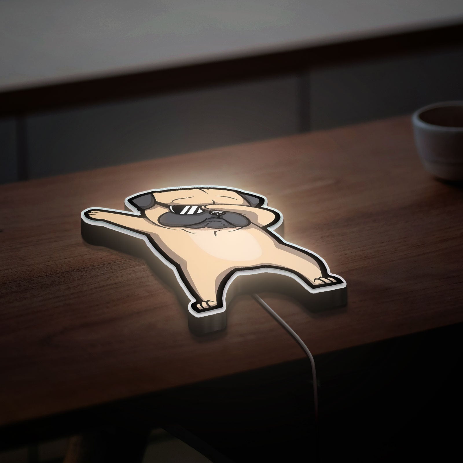 Dabbing Pug 3D Light Box - Funny Dog LED Night Light, Cute Animal Decor for Pet Lovers & Trendy Room Accessory 