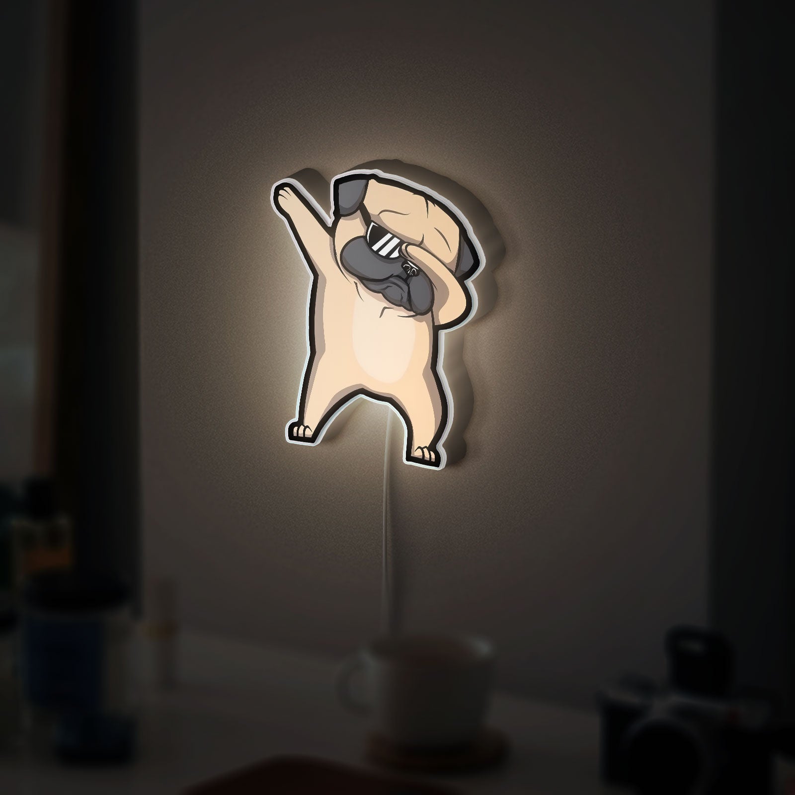 Dabbing Pug 3D Light Box - Funny Dog LED Night Light, Cute Animal Decor for Pet Lovers & Trendy Room Accessory 
