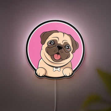 Cute Pug Dog 3D Light Box - Chibi Style LED Night Light, Adorable Puppy Decor for Dog Lovers & Pug Enthusiasts