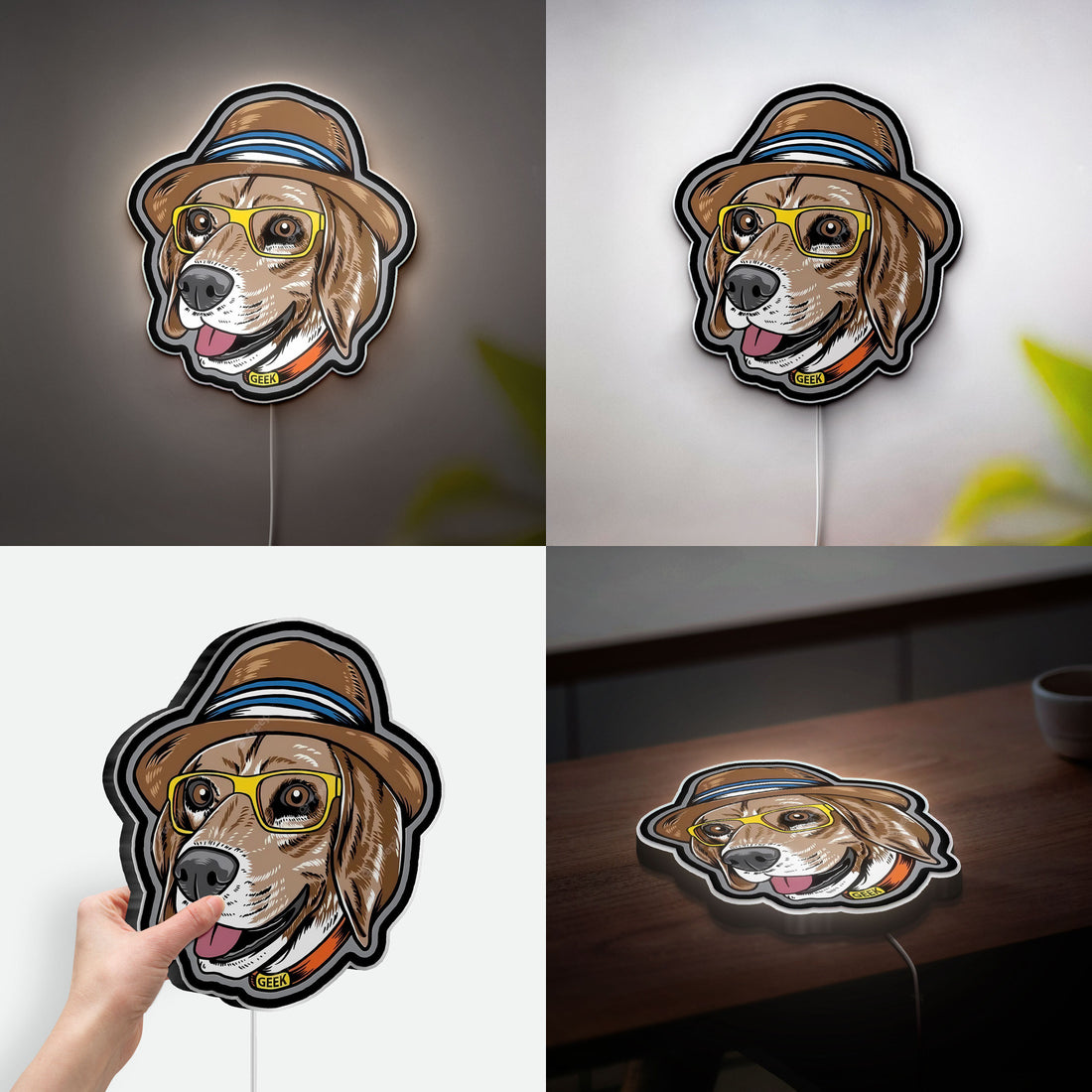 Beagle Detective 3D Light Box - Funny Dog with Glasses LED Night Light, Cute Animal Decor for Kids Room & Dog Lovers 