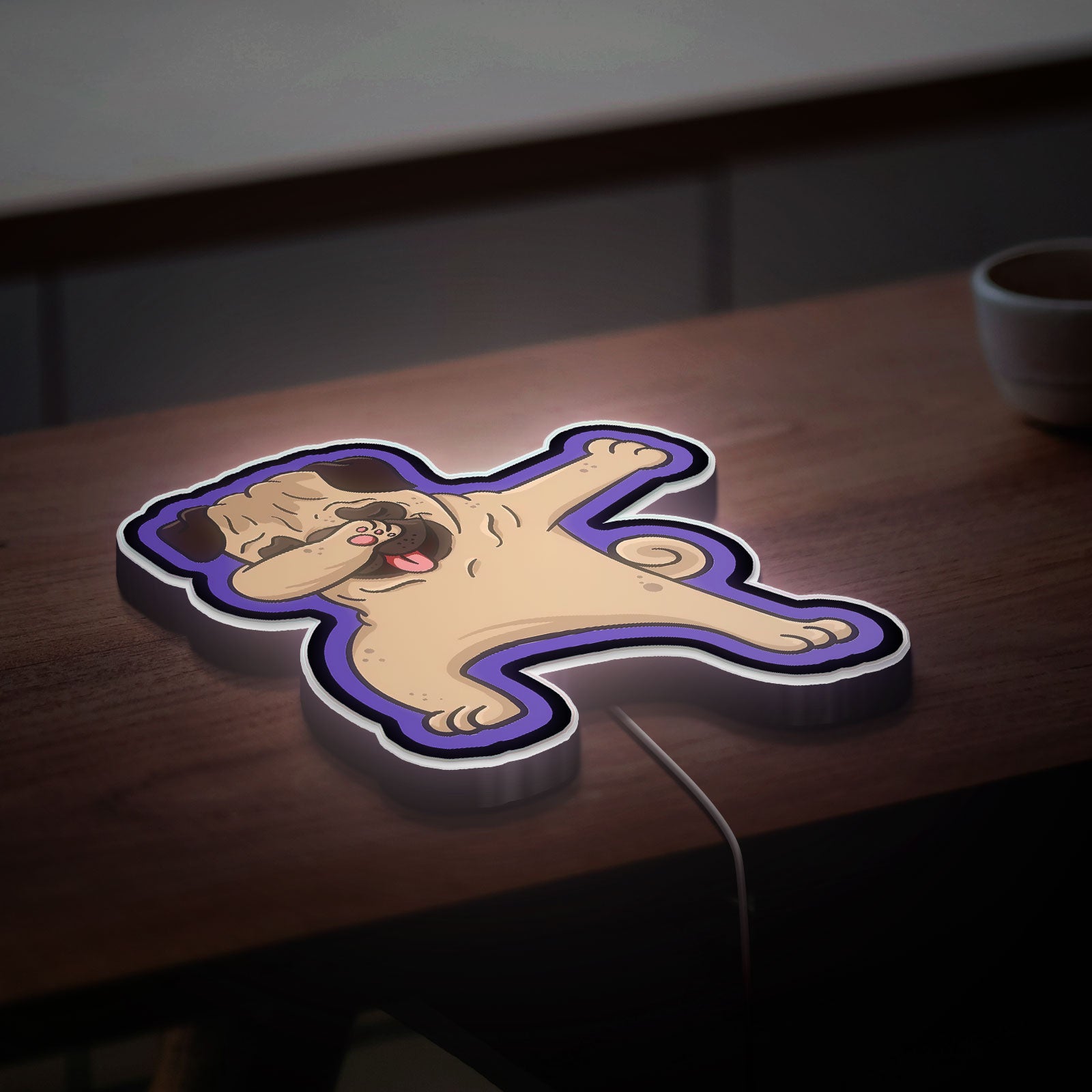 Cute Dog Cartoon 3D Light Box - Playful Bulldog & Pug LED Night Light, Funny Puppy Decor for Dog Lovers & Pet Owners 
