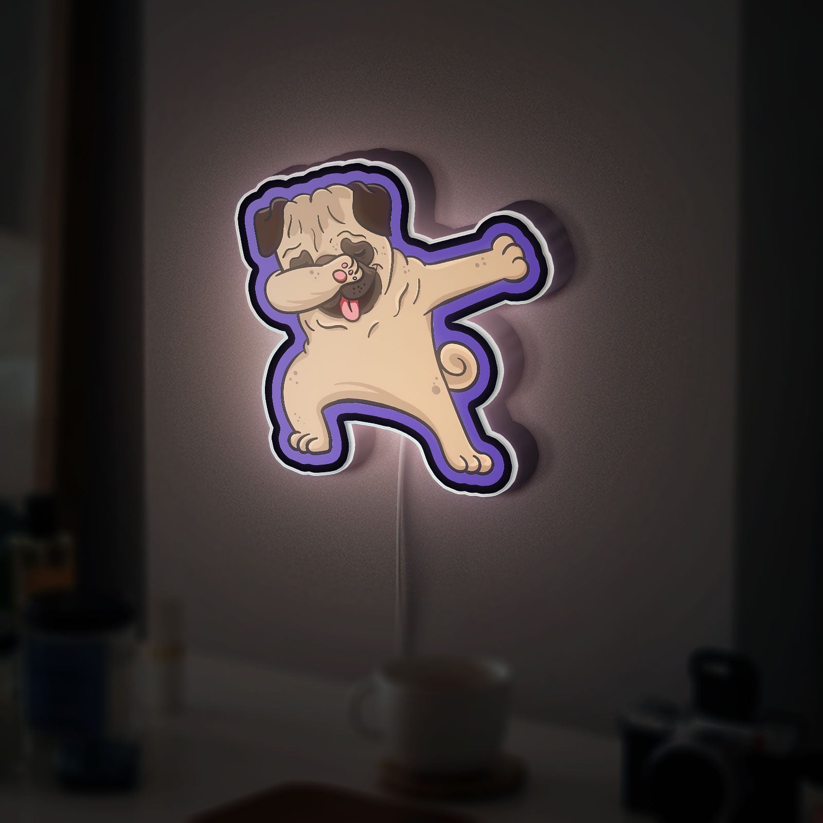 Cute Dog Cartoon 3D Light Box - Playful Bulldog & Pug LED Night Light, Funny Puppy Decor for Dog Lovers & Pet Owners 