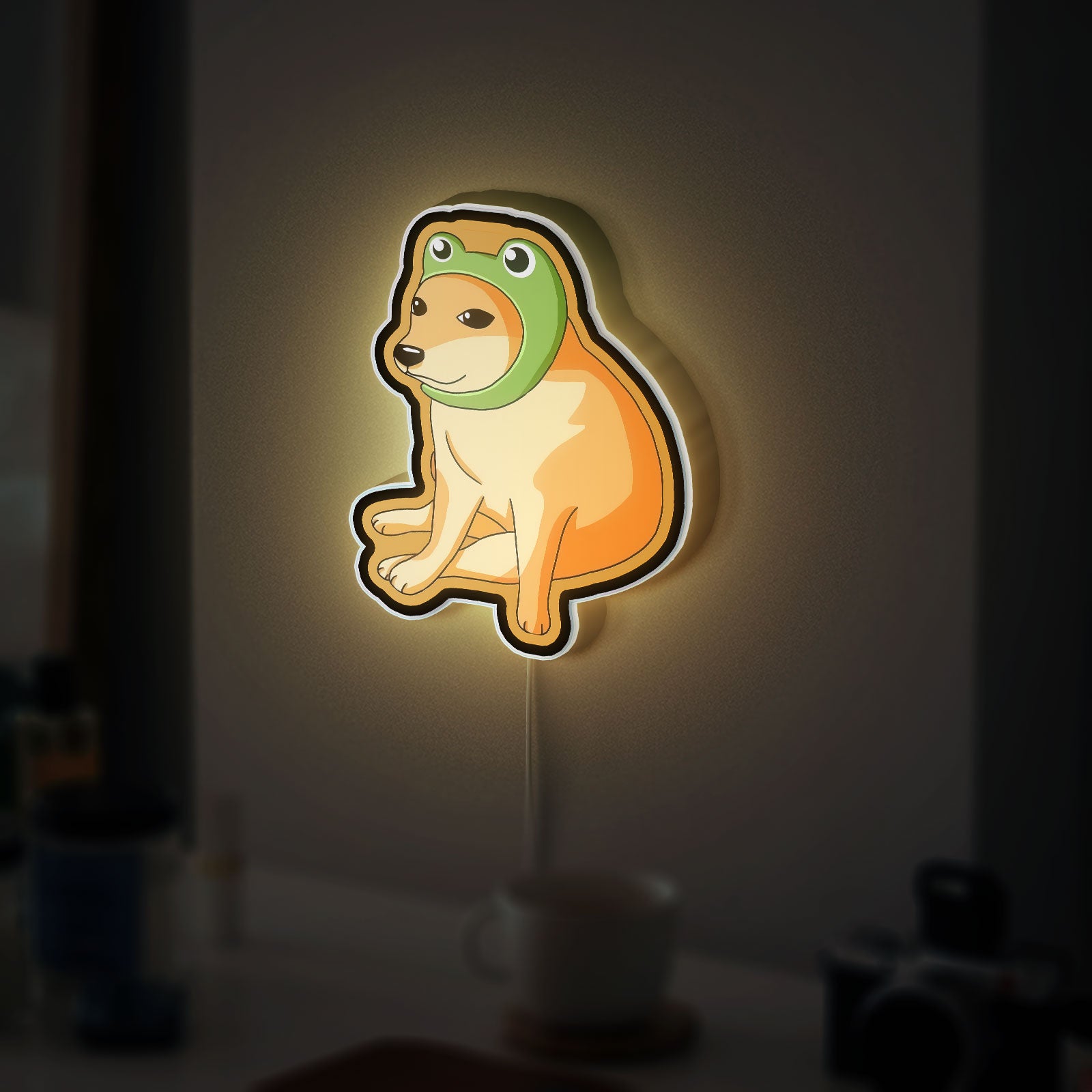 Cheems Dog 3D Light Box - Funny Meme LED Night Light, Cute Internet Culture Decor for Bedroom or Office
